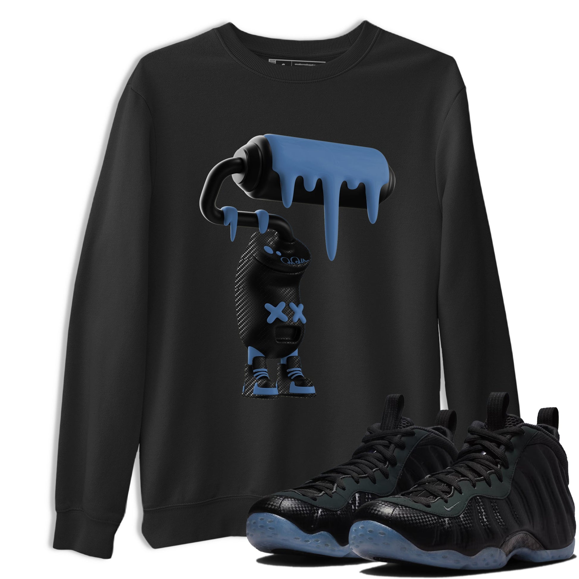 Sneaker Threads – Sneaker Tees To Match Air Foamposite One Carbon Fiber – 3D Paint Roller Graphic Tee Black 1. Perfect for Jordan releases 2025 colorways.