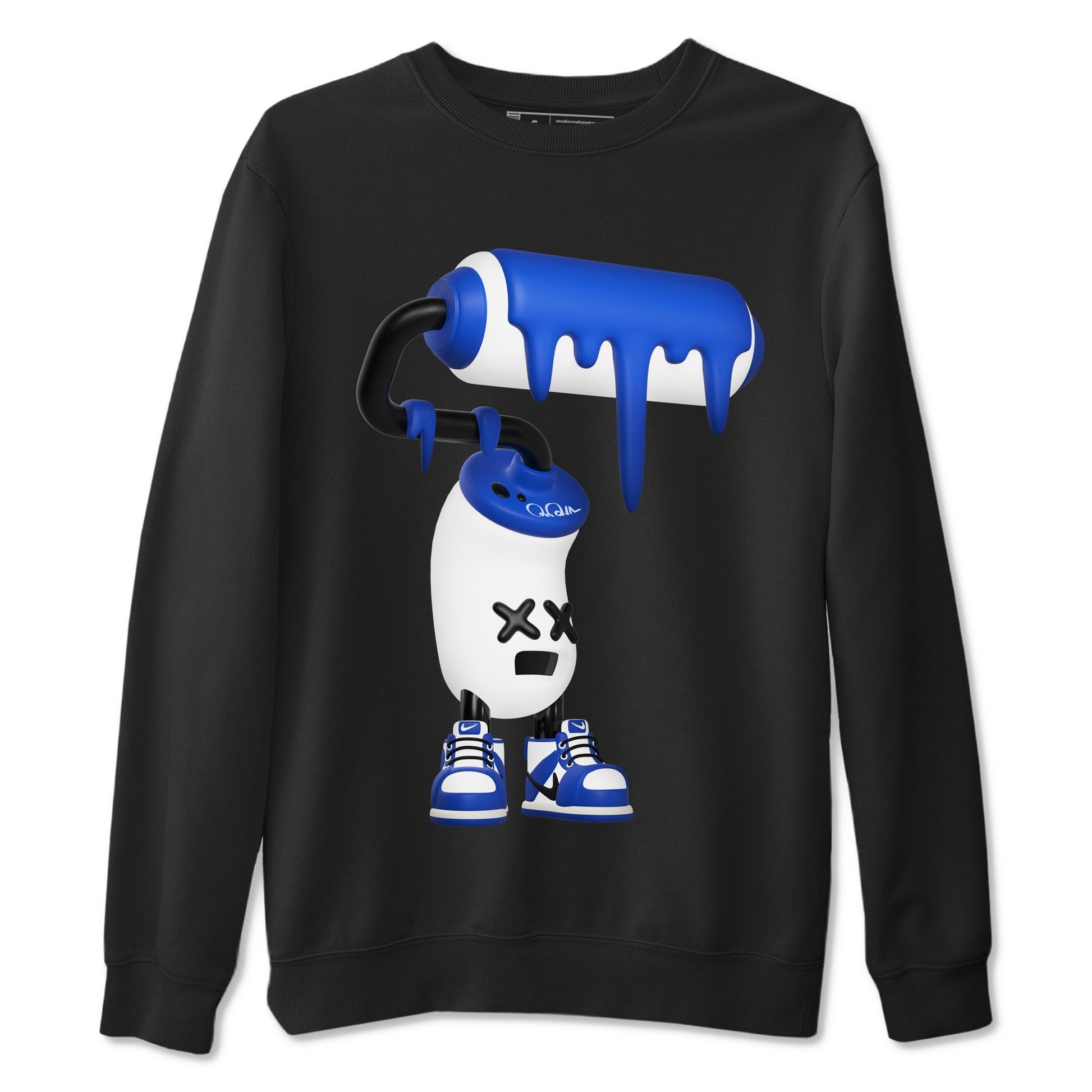 AJ1 Game Royal shirt to match jordans 3D Paint Roller sneaker tees Air Jordan 1 Game Royal SNRT Sneaker Release Tees unisex cotton Black 2 crew neck shirt