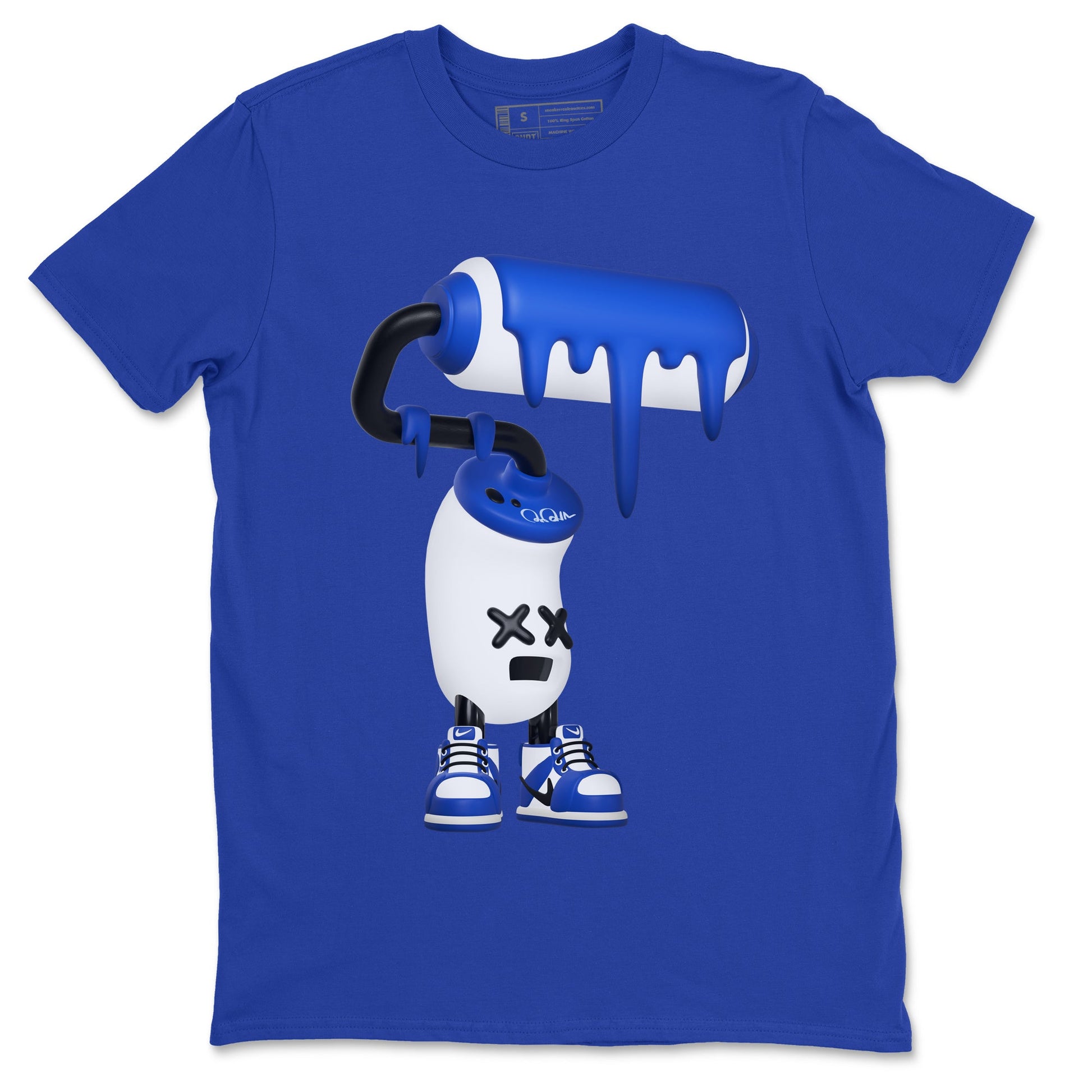 AJ1 Game Royal shirt to match jordans 3D Paint Roller sneaker tees Air Jordan 1 Game Royal SNRT Sneaker Release Tees unisex cotton Royal Blue 2 crew neck shirt