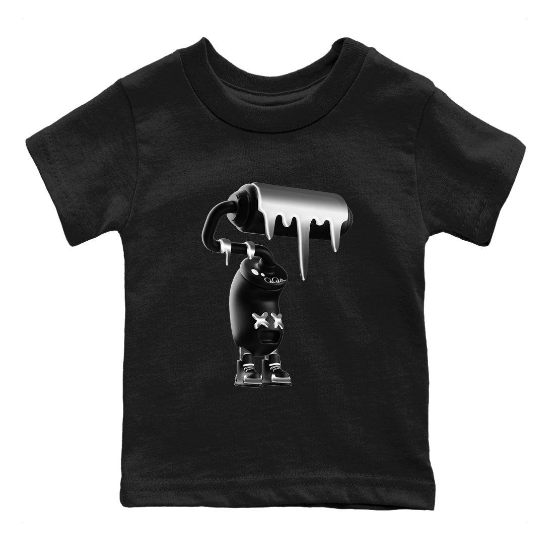 4s Black Cat Sneaker match tees – Sneaker Tees To Match Air Jordan 4 Black Cat Shoes – 3D Paint Roller Kids T-Shirt Black 2
