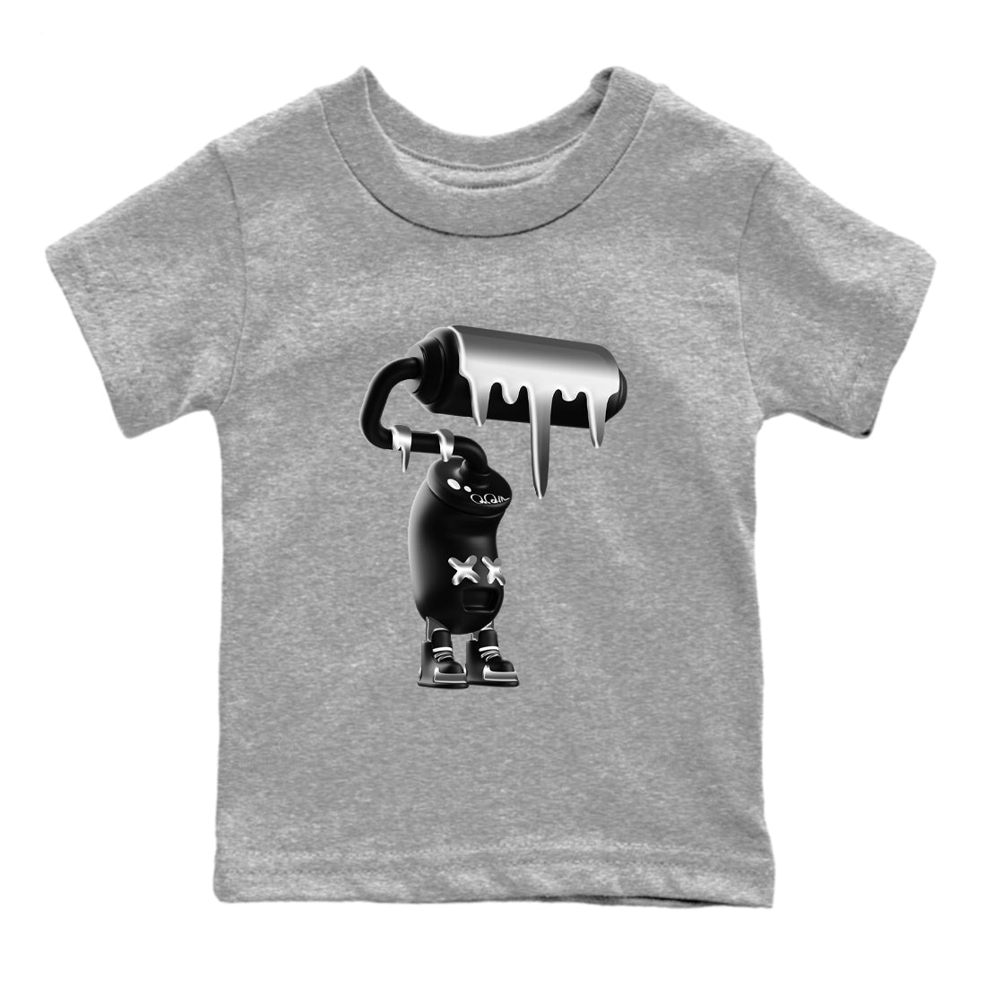 4s Black Cat Sneaker match tees – Sneaker Tees To Match Air Jordan 4 Black Cat Shoes – 3D Paint Roller Kids T-Shirt Heather Grey 2