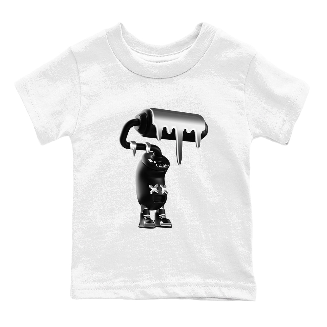 4s Black Cat Sneaker match tees – Sneaker Tees To Match Air Jordan 4 Black Cat Shoes – 3D Paint Roller Kids T-Shirt White 2