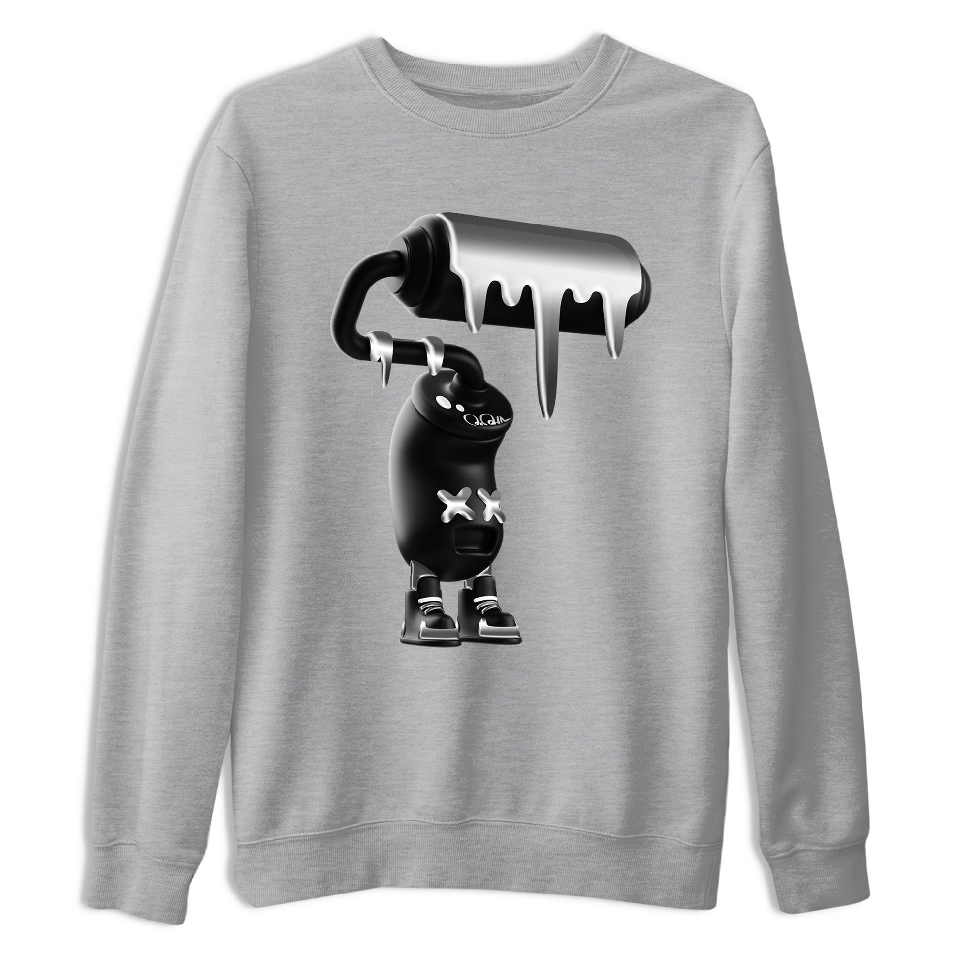 4s Black Cat Sneaker match tees – Sneaker Tees To Match Air Jordan 4 Black Cat Shoes – 3D Paint Roller Tee Heather Grey 2