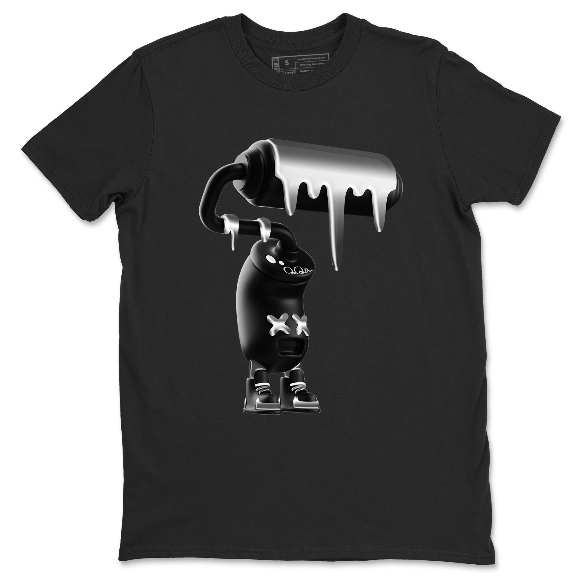4s Black Cat Sneaker match tees – Sneaker Tees To Match Air Jordan 4 Black Cat Shoes – 3D Paint Roller Tee Black 2