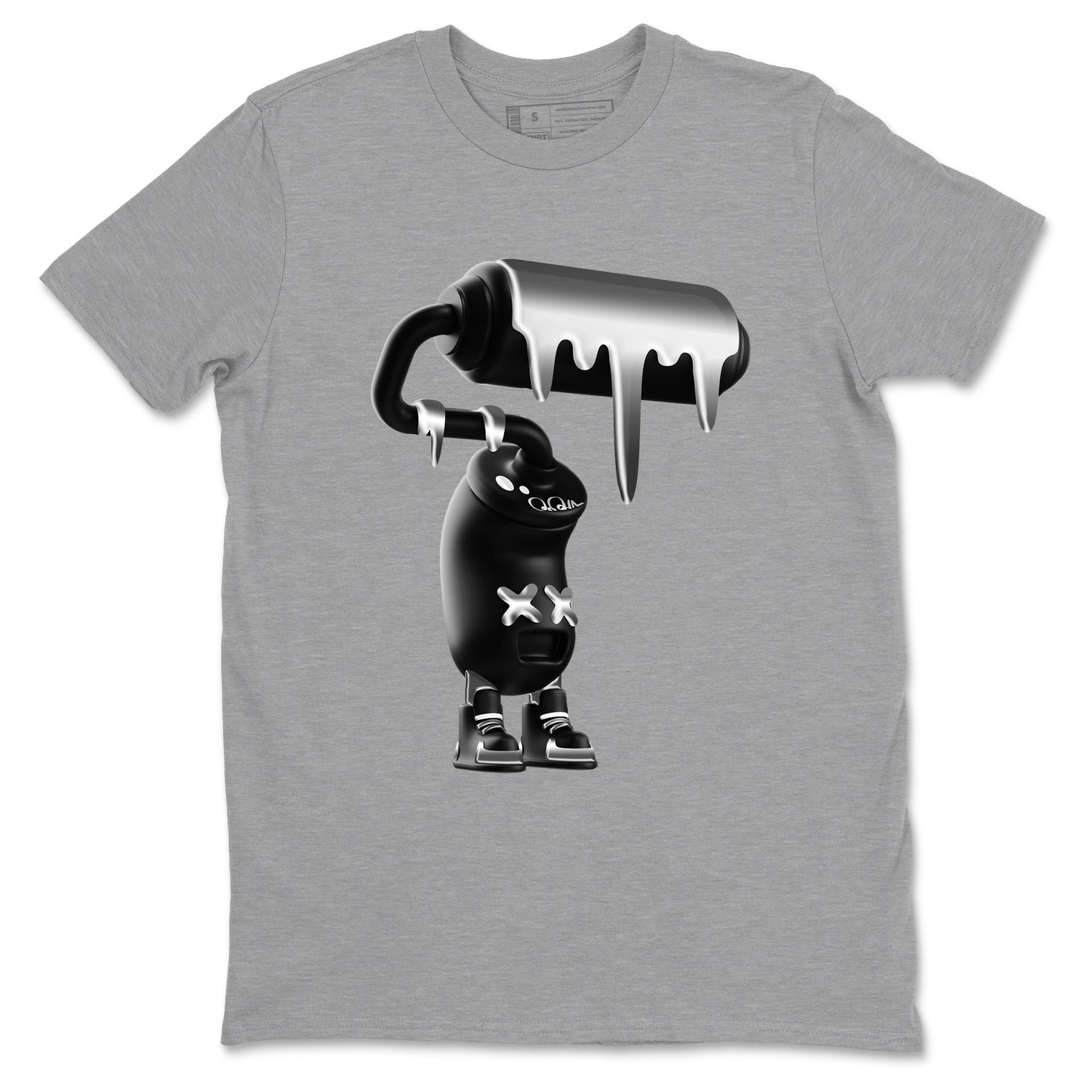 4s Black Cat Sneaker match tees – Sneaker Tees To Match Air Jordan 4 Black Cat Shoes – 3D Paint Roller Tee Heather Grey 2