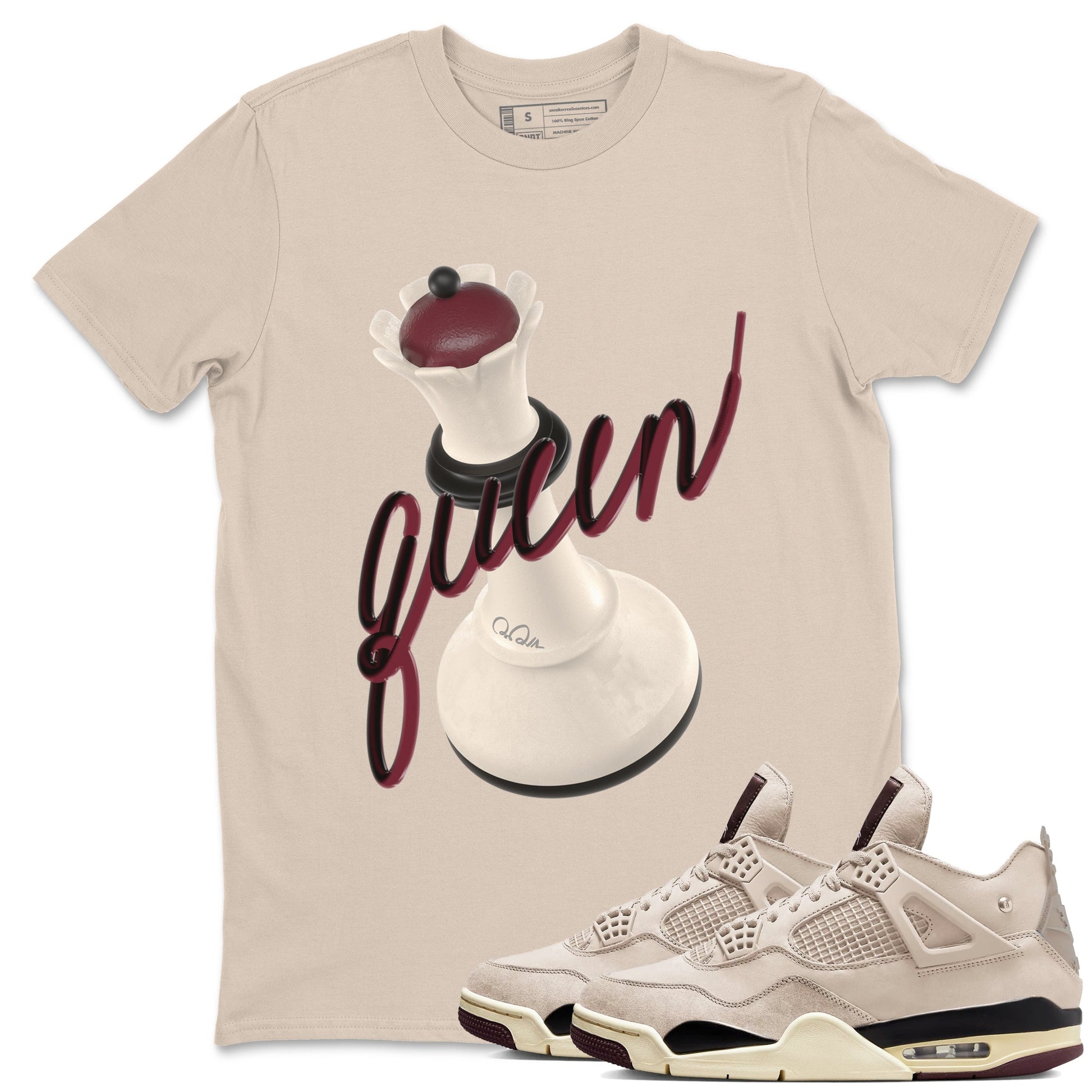 4s A Ma Maniere x Fossil Stone shirts to match jordans 3D Queen sneaker match tees Air Jordan 4 A Ma Maniere x Fossil Stone match shoes to clothes SNRT Sneaker Tees unisex cotton Sand 1 shirts