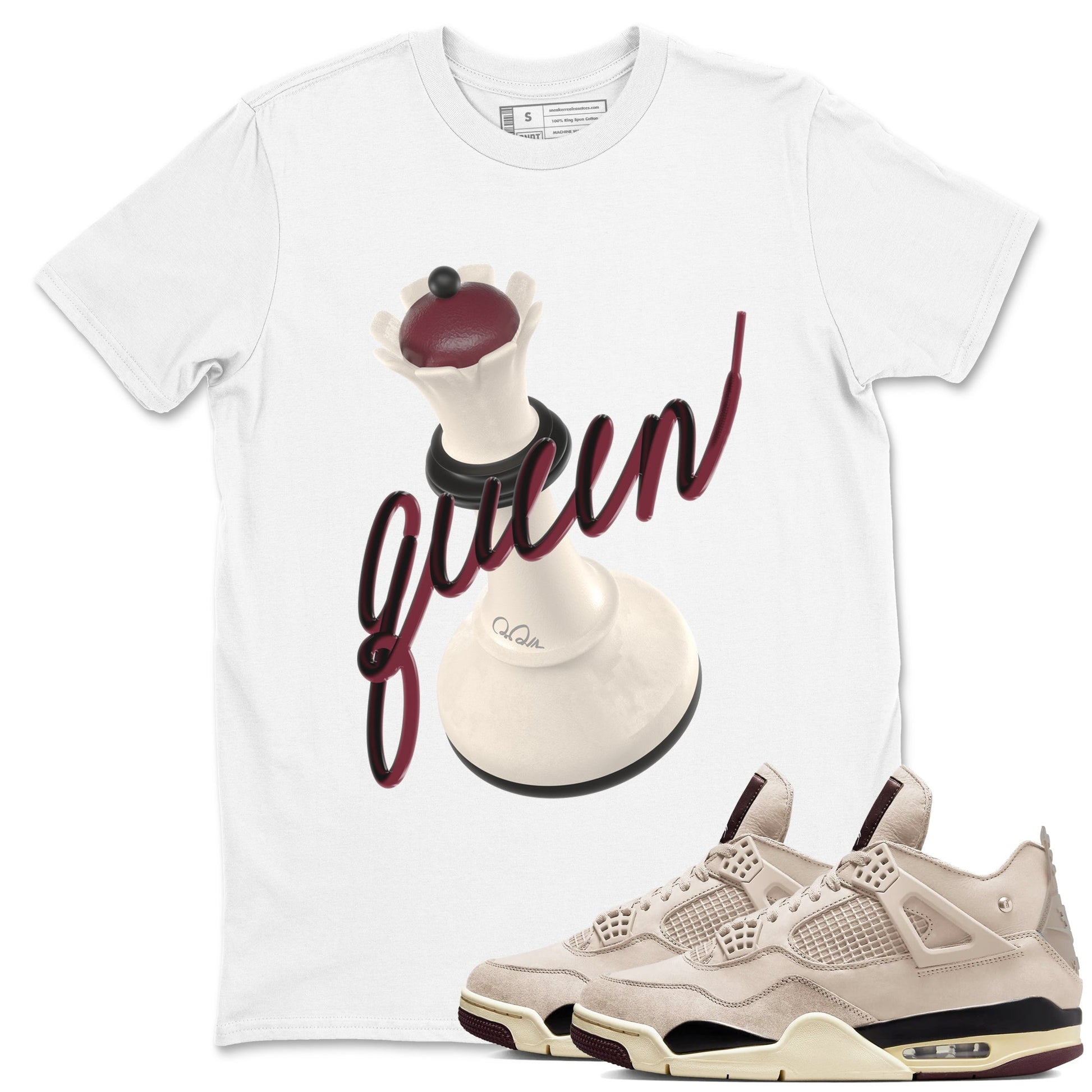 4s A Ma Maniere x Fossil Stone shirts to match jordans 3D Queen sneaker match tees Air Jordan 4 A Ma Maniere x Fossil Stone match shoes to clothes SNRT Sneaker Tees unisex cotton White 1 shirts