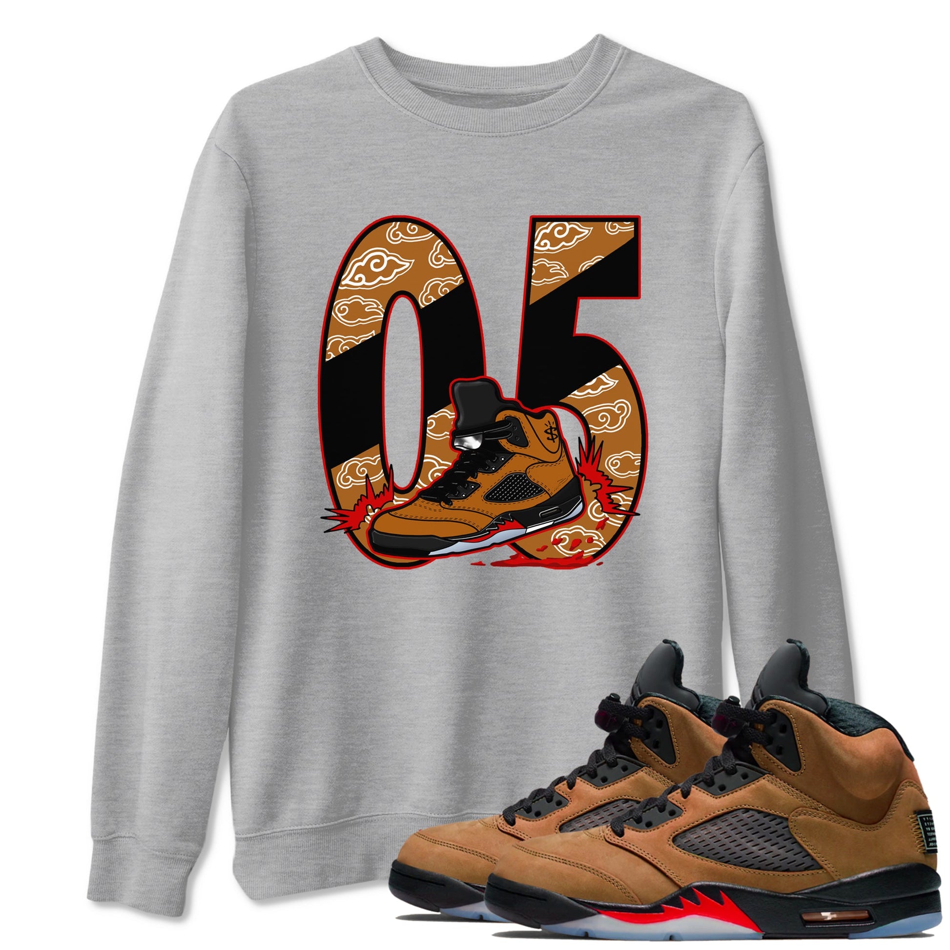 5s Archaeo Brown shirts to match jordans Aggressive Dribble sneaker match tees Air Jordan 5 Archaeo Brown match shoes to clothes SNRT Sneaker Tees unisex cotton Heather Grey 1 shirts