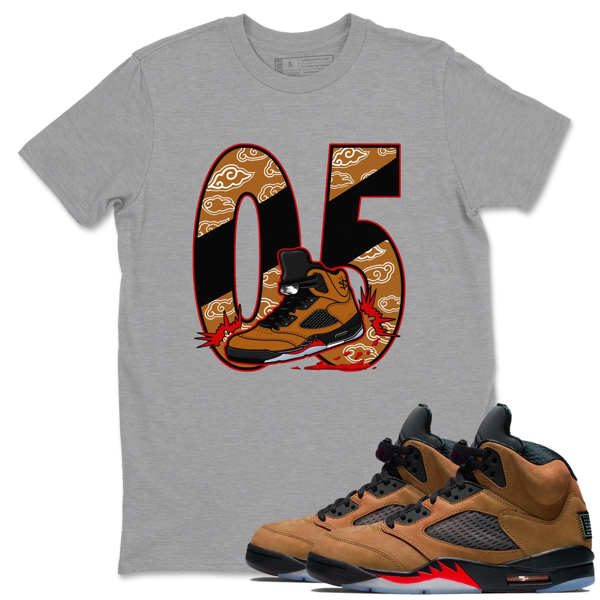 5s Archaeo Brown shirts to match jordans Aggressive Dribble sneaker match tees Air Jordan 5 Archaeo Brown match shoes to clothes SNRT Sneaker Tees unisex cotton Heather Grey 1 shirts