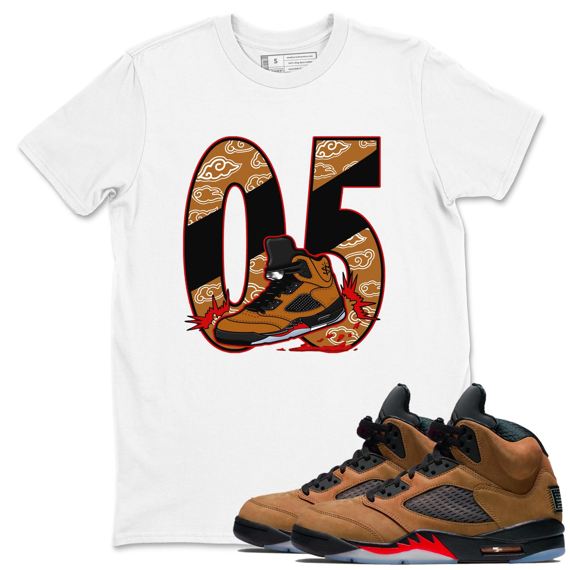 5s Archaeo Brown shirts to match jordans Aggressive Dribble sneaker match tees Air Jordan 5 Archaeo Brown match shoes to clothes SNRT Sneaker Tees unisex cotton White 1 shirts