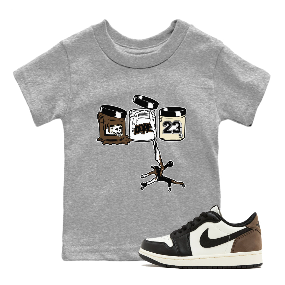 1s Mocha Shirts To Match Jordans Jordan Paint sneaker match tees Air Jordan 1 Mocha Tee SNRT Sneaker Release Tees Youth Baby Heather Grey 1 crew neck shirts