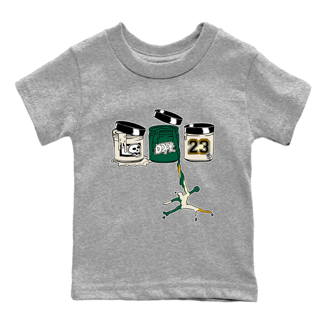 Sneaker Threads – Sneaker Tees To Match Air Jordan 1 Pro Green – Jordan Paint Youth Graphic Tee Heather Grey 2. Perfect for Jordan releases 2025 colorways.