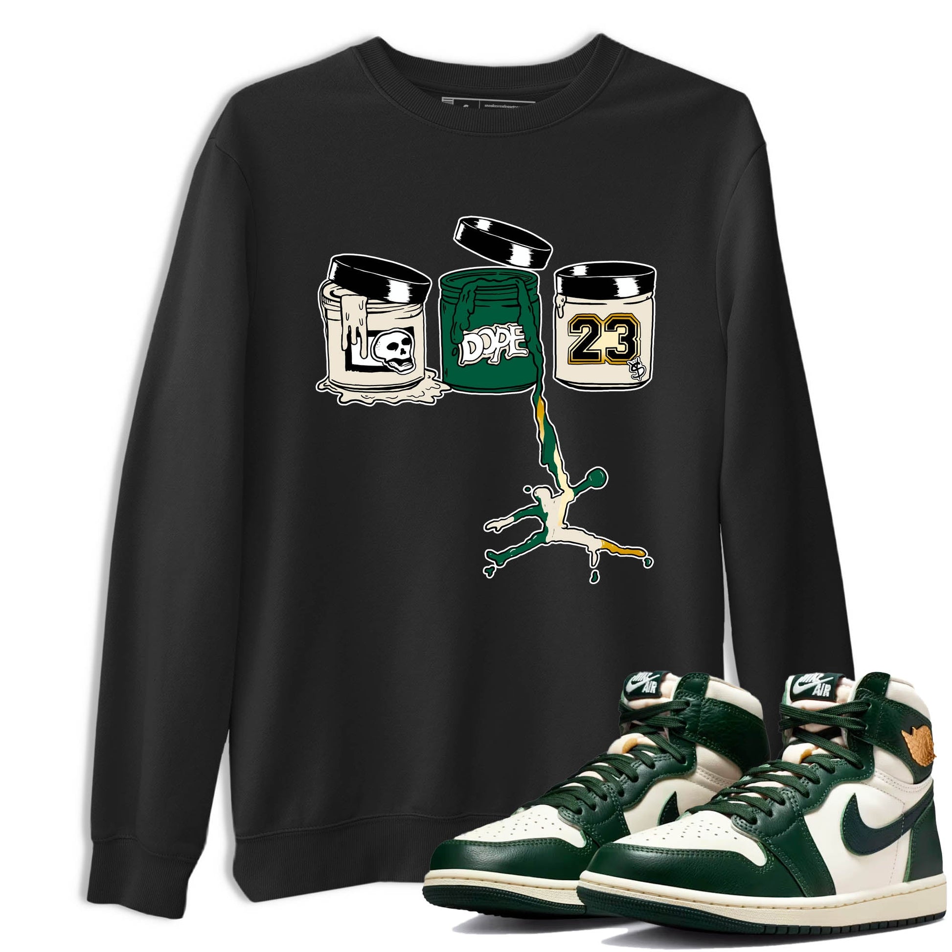 Sneaker Threads – Sneaker Tees To Match Air Jordan 1 Pro Green – Jordan Paint Graphic Tee Black 1. Perfect for Jordan releases 2025 colorways.