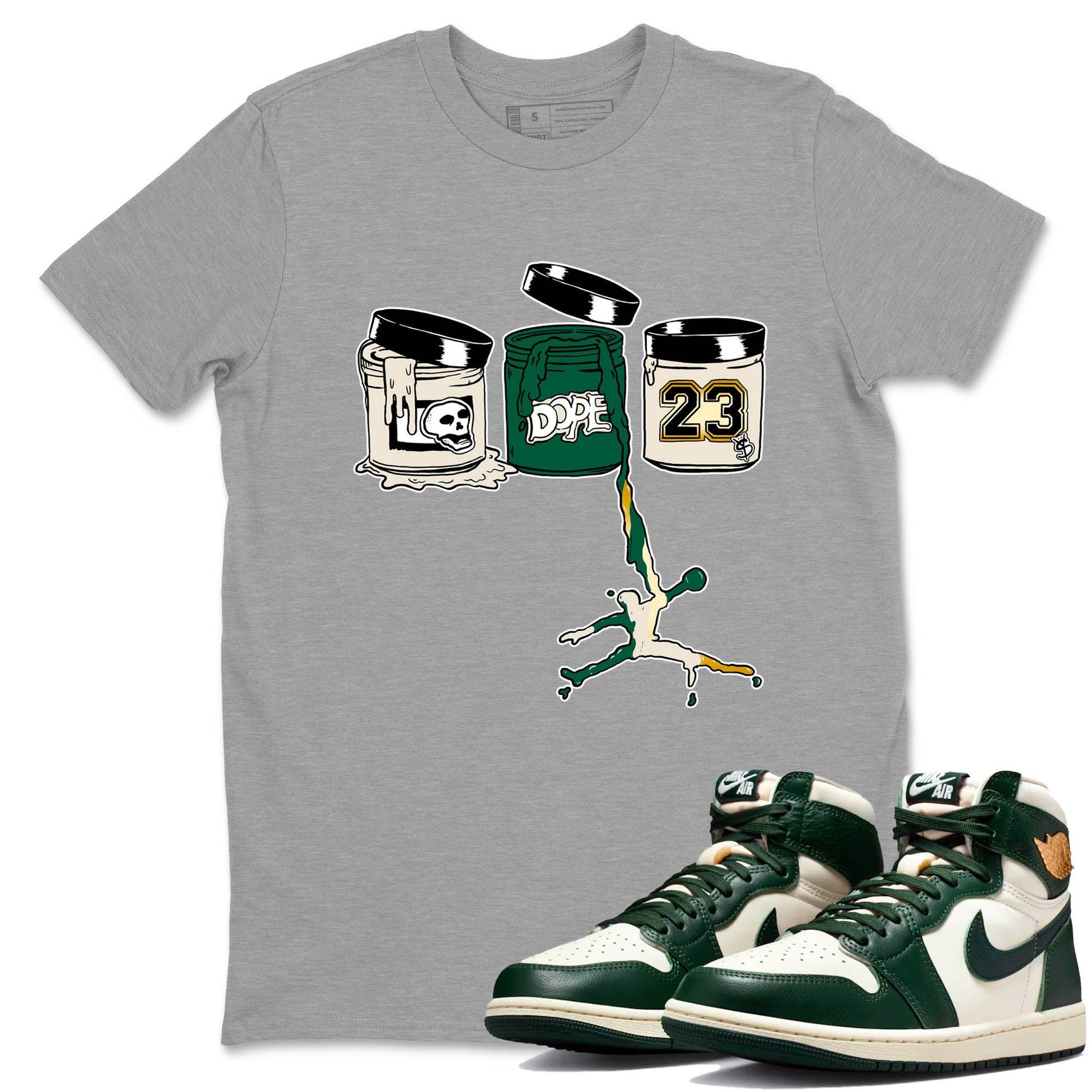 Sneaker Threads – Sneaker Tees To Match Air Jordan 1 Pro Green – Jordan Paint Graphic Tee Heather Grey 1. Perfect for Jordan releases 2025 colorways.