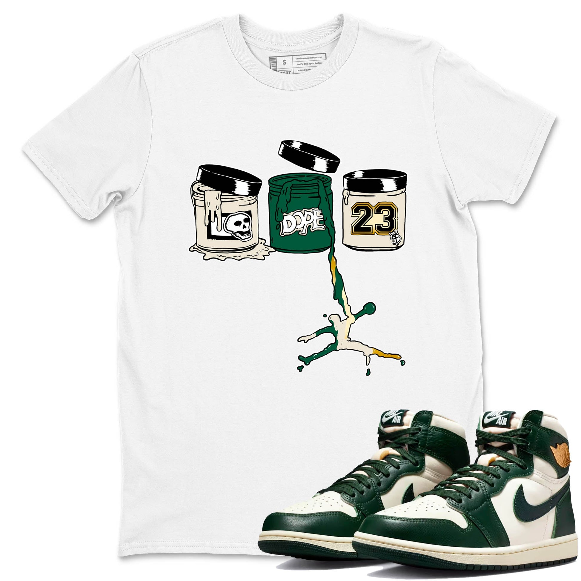 Sneaker Threads – Sneaker Tees To Match Air Jordan 1 Pro Green – Jordan Paint Graphic Tee White 1. Perfect for Jordan releases 2025 colorways.