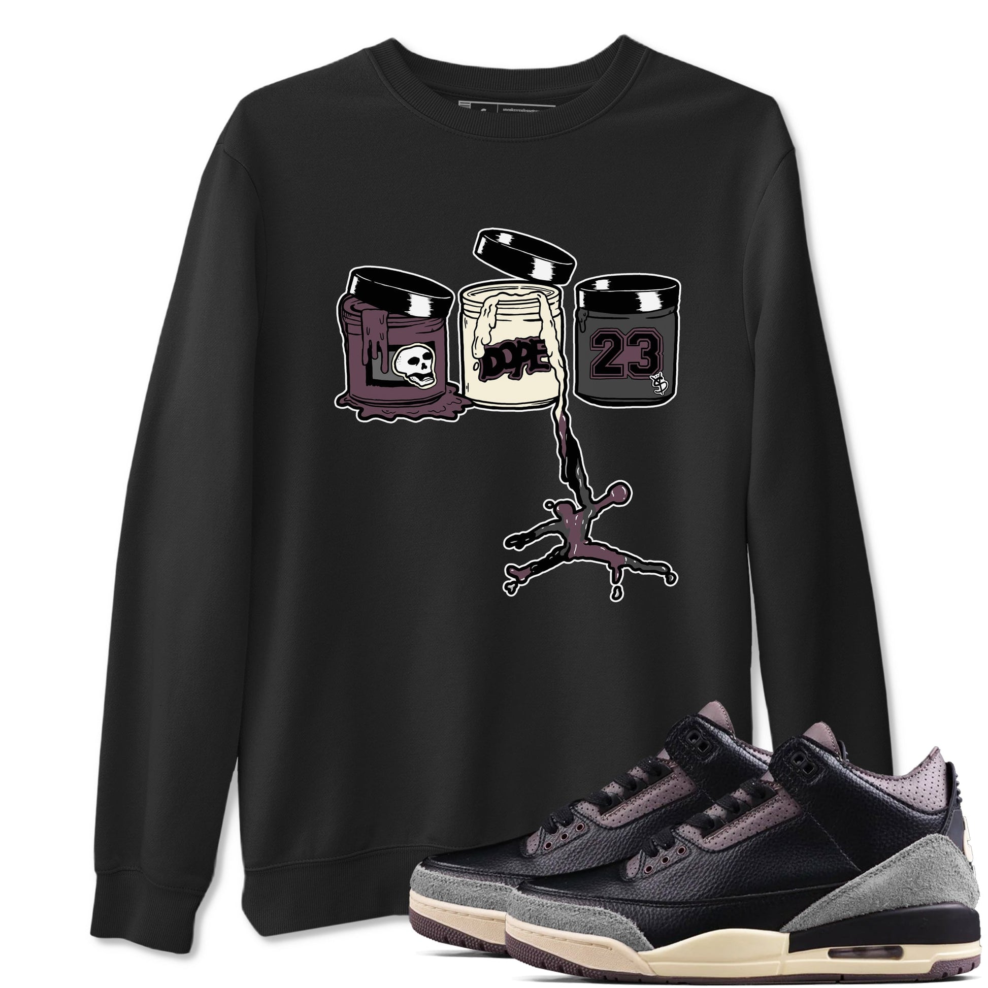 3s A Ma Maniere x Black Shirts To Match Jordans Jordan Paint sneaker match tees Air Jordan 3 A Ma Maniere x Black And Flat Pewter T-Shirt SNRT Sneake Sneaker Release Tees unisex cotton Black 1 crew neck shirts
