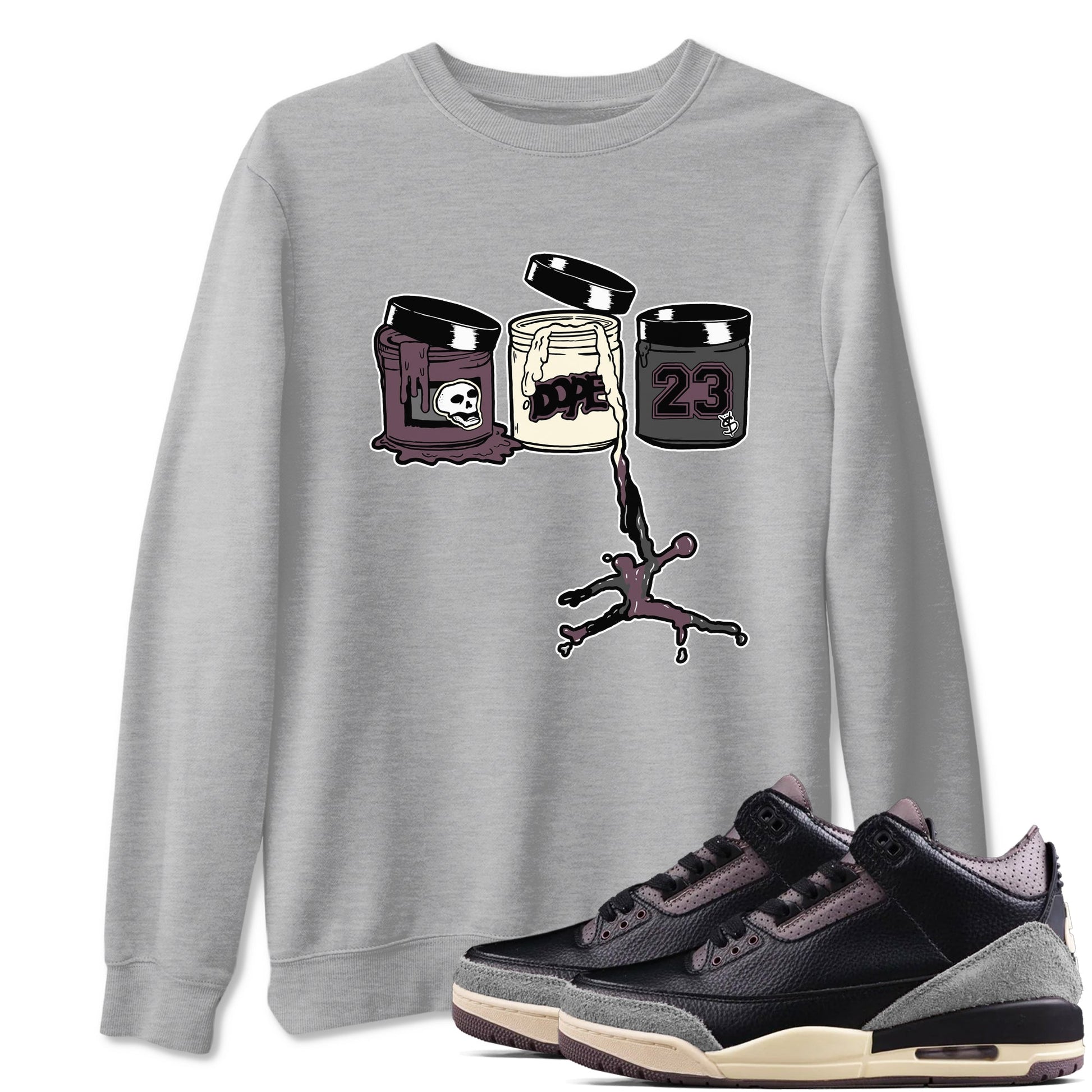 3s A Ma Maniere x Black Shirts To Match Jordans Jordan Paint sneaker match tees Air Jordan 3 A Ma Maniere x Black And Flat Pewter T-Shirt SNRT Sneake Sneaker Release Tees unisex cotton Heather Grey 1 crew neck shirts