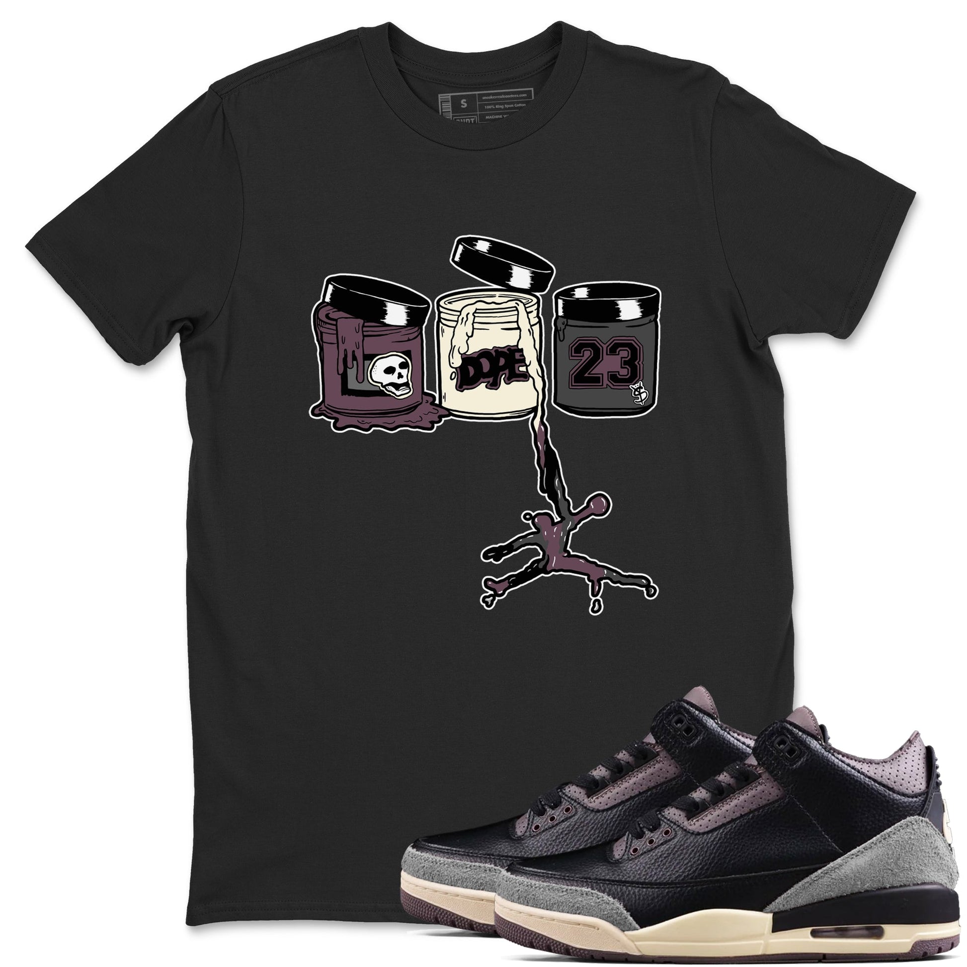 3s A Ma Maniere x Black Shirts To Match Jordans Jordan Paint sneaker match tees Air Jordan 3 A Ma Maniere x Black And Flat Pewter T-Shirt SNRT Sneake Sneaker Release Tees unisex cotton Black 1 crew neck shirts