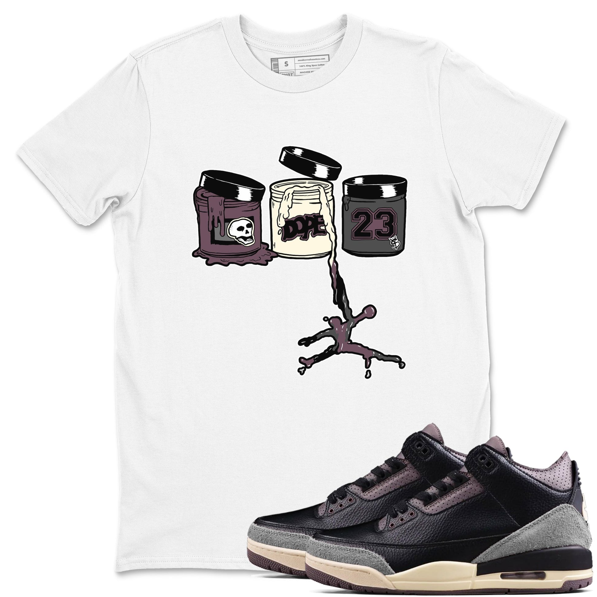 3s A Ma Maniere x Black Shirts To Match Jordans Jordan Paint sneaker match tees Air Jordan 3 A Ma Maniere x Black And Flat Pewter T-Shirt SNRT Sneake Sneaker Release Tees unisex cotton White 1 crew neck shirts