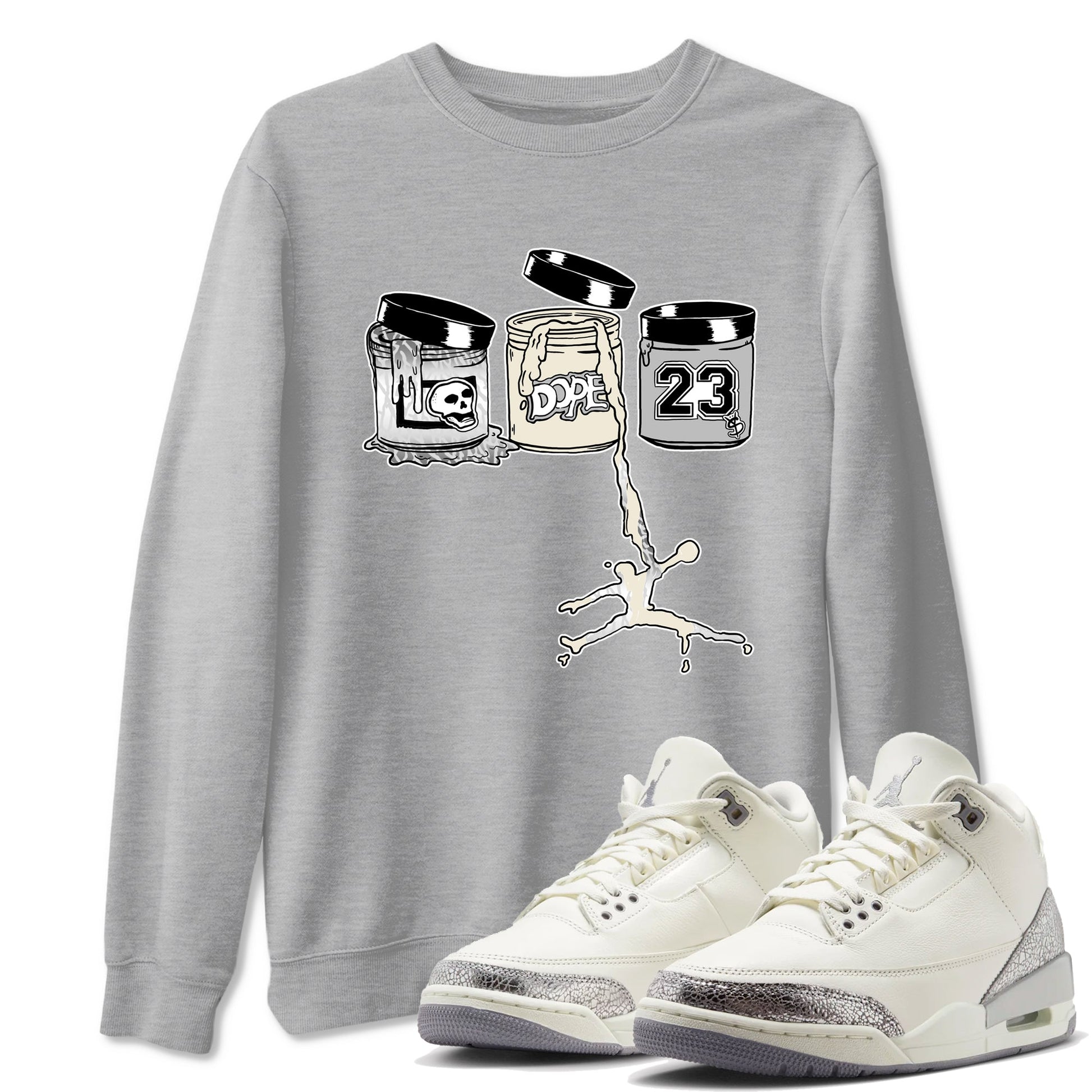 3s Sail and Cement Grey shirts to match jordans Jordan Paint sneaker match tees Air Jordan 3 Retro Sail and Cement Grey match shoes to clothes SNRT Sneaker Tees unisex cotton Heather Grey 1 shirts