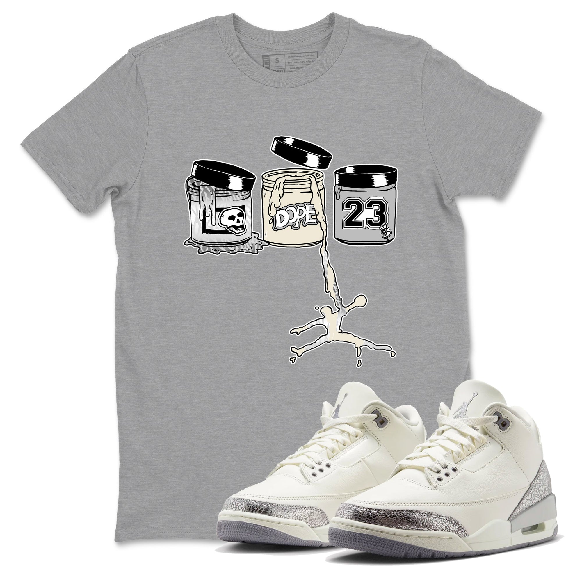 3s Sail and Cement Grey shirts to match jordans Jordan Paint sneaker match tees Air Jordan 3 Retro Sail and Cement Grey match shoes to clothes SNRT Sneaker Tees unisex cotton Heather Grey 1 shirts