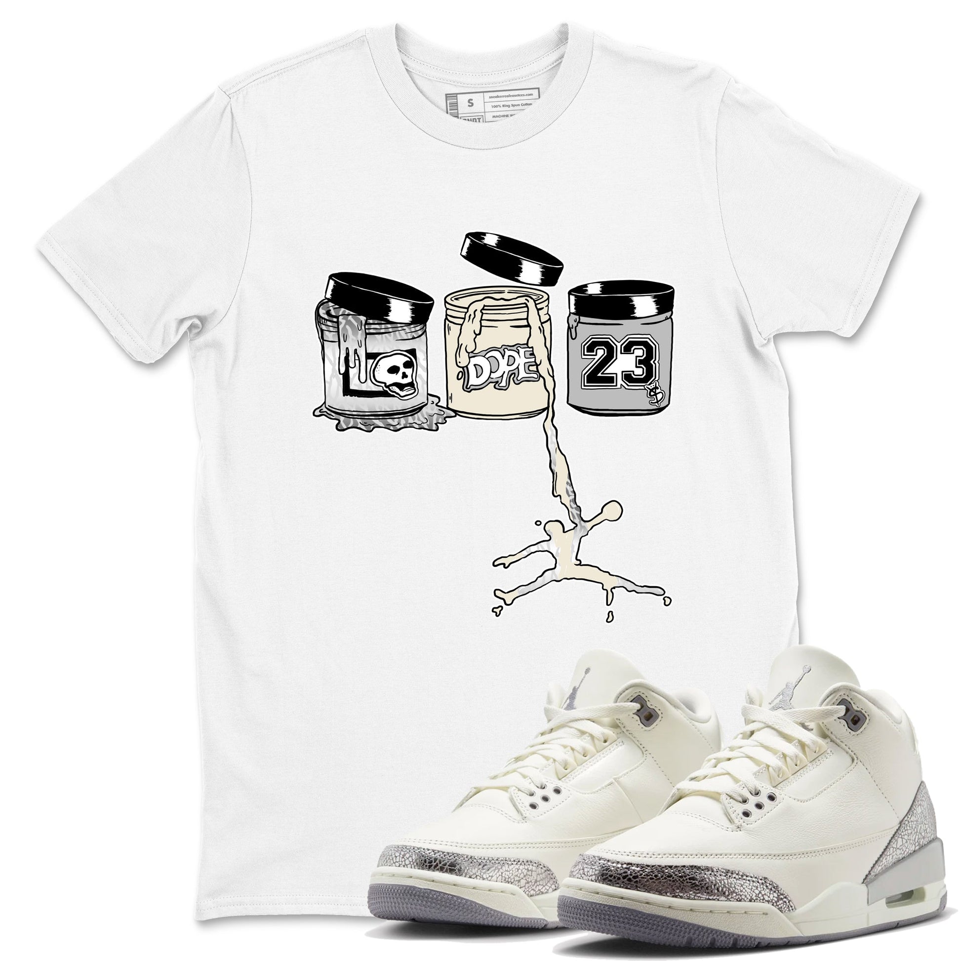 3s Sail and Cement Grey shirts to match jordans Jordan Paint sneaker match tees Air Jordan 3 Retro Sail and Cement Grey match shoes to clothes SNRT Sneaker Tees unisex cotton White 1 shirts