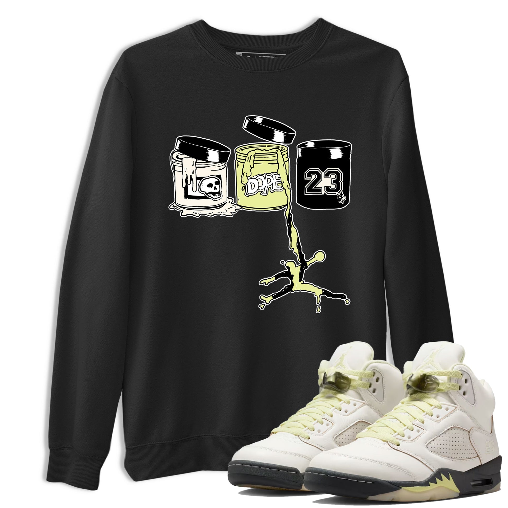Sneaker match tees – Sneaker Tees To Match Air Jordan 5 Luminous Green Shoes – Jordan Paint Tee Black 1