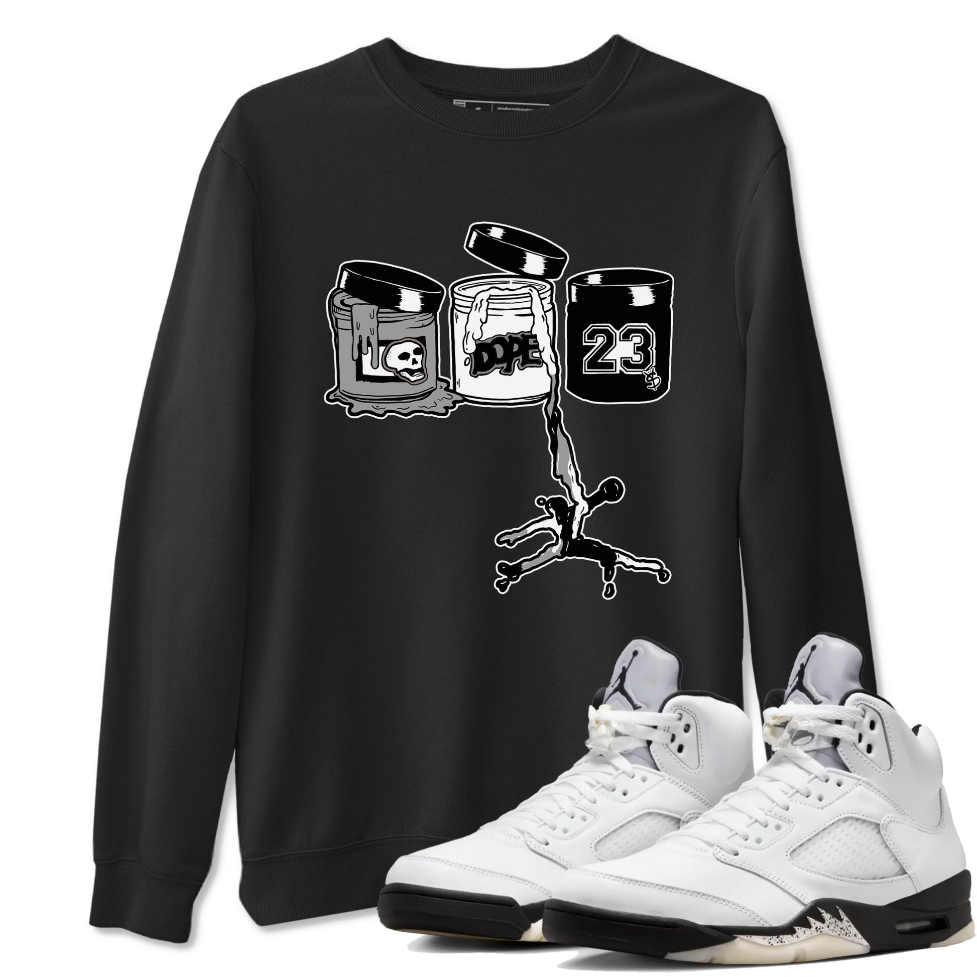 5s White Black shirts to match jordans Jordan Paint sneaker match tees Air Jordan 5 Retro White Black match shoes to clothes SNRT Sneaker Tees unisex cotton Black 1 shirts