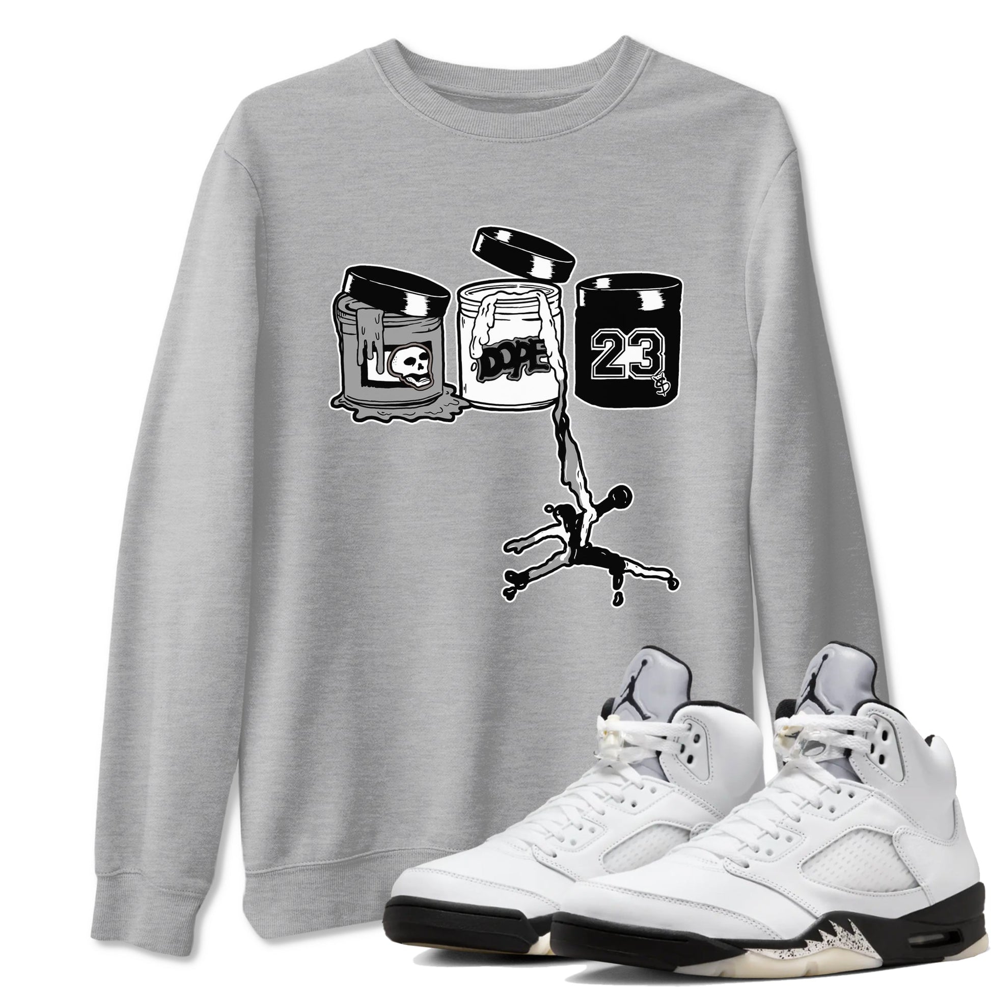 5s White Black shirts to match jordans Jordan Paint sneaker match tees Air Jordan 5 Retro White Black match shoes to clothes SNRT Sneaker Tees unisex cotton Heather Grey 1 shirts