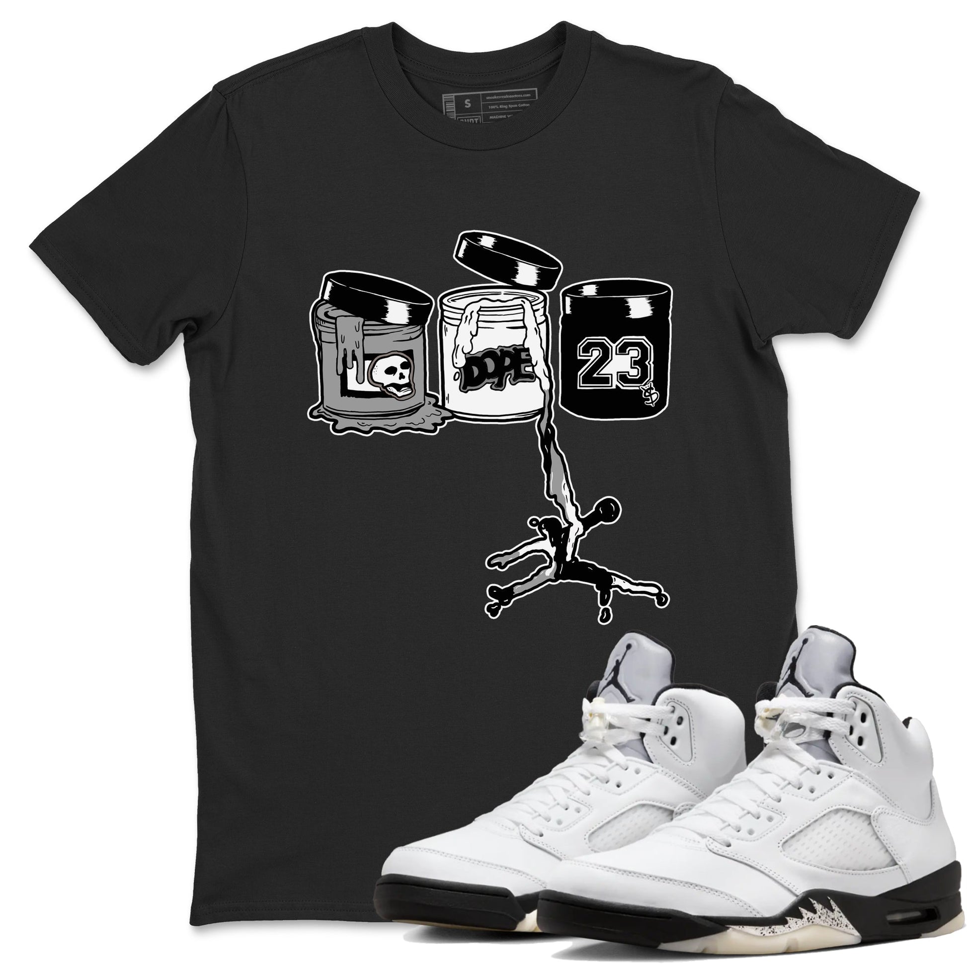 5s White Black shirts to match jordans Jordan Paint sneaker match tees Air Jordan 5 Retro White Black match shoes to clothes SNRT Sneaker Tees unisex cotton Black 1 shirts