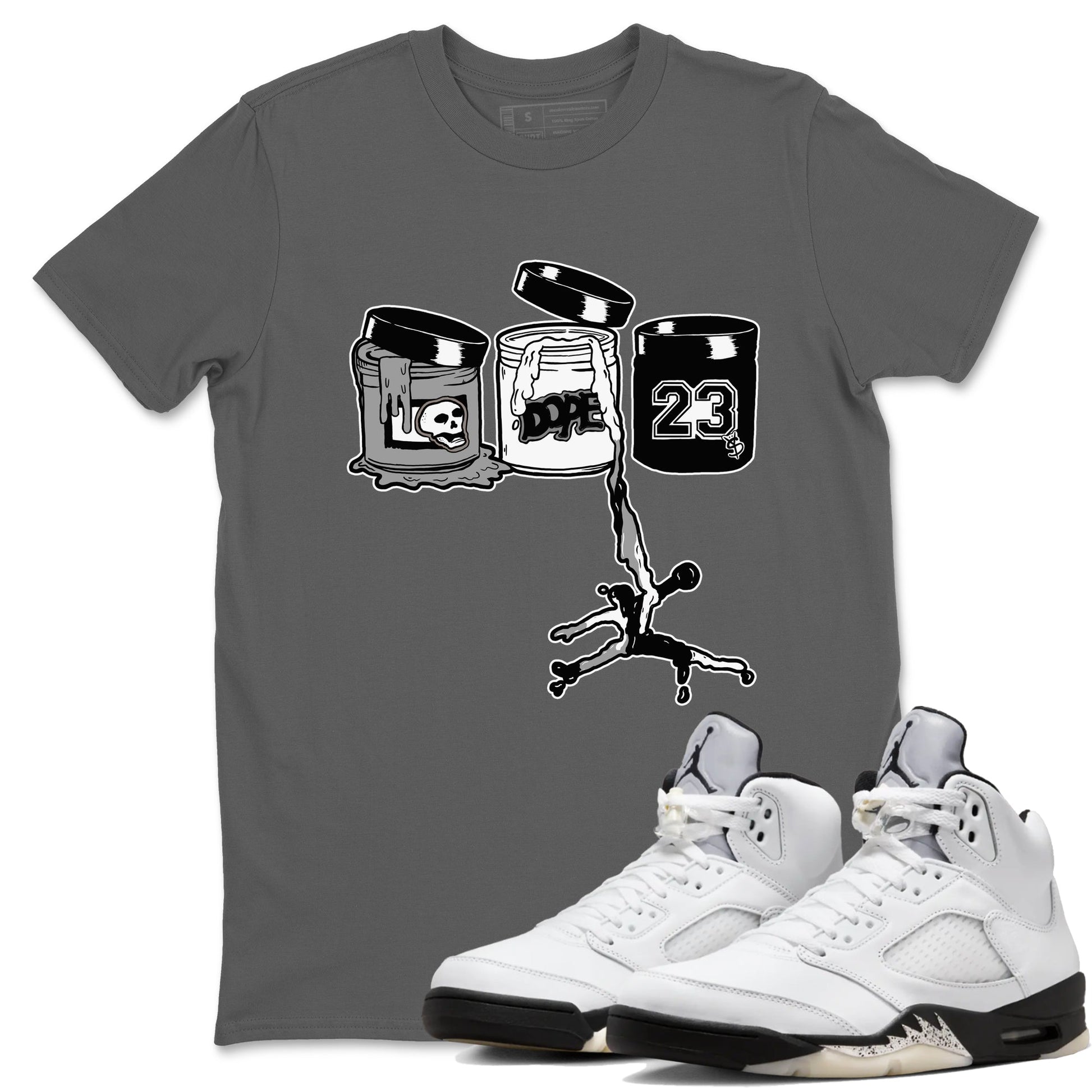 5s White Black shirts to match jordans Jordan Paint sneaker match tees Air Jordan 5 Retro White Black match shoes to clothes SNRT Sneaker Tees unisex cotton Cool Grey 1 shirts