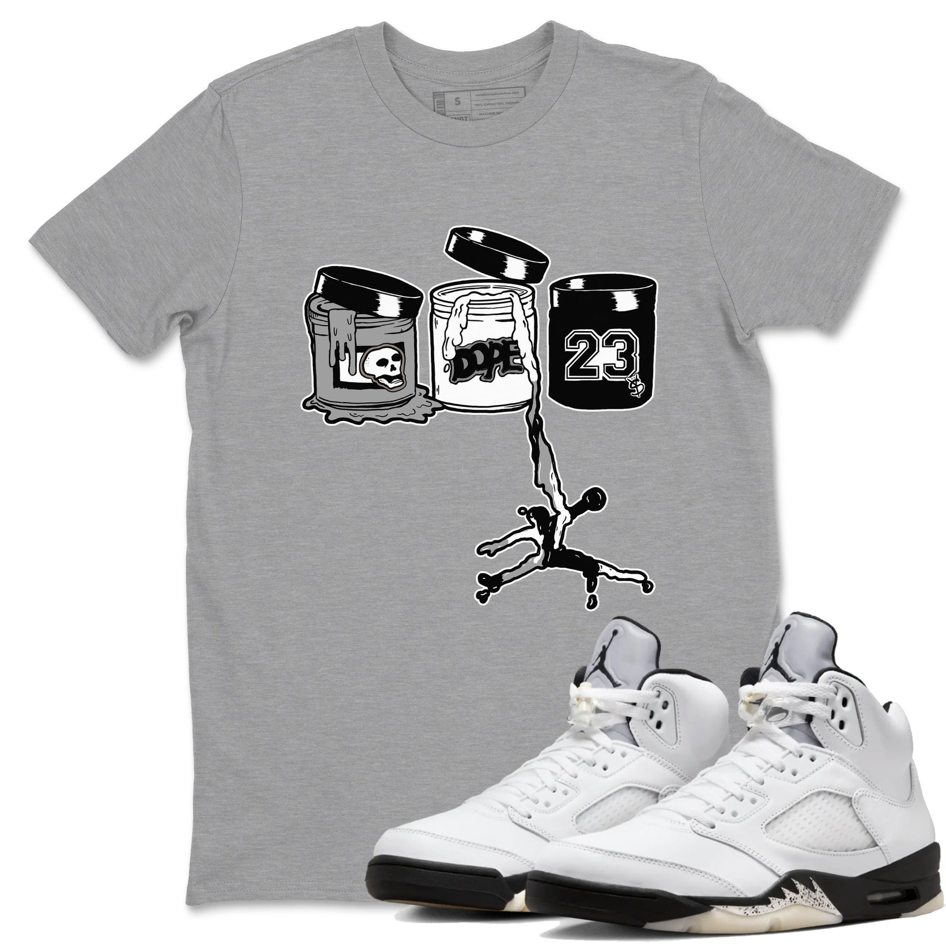 5s White Black shirts to match jordans Jordan Paint sneaker match tees Air Jordan 5 Retro White Black match shoes to clothes SNRT Sneaker Tees unisex cotton Heather Grey 1 shirts