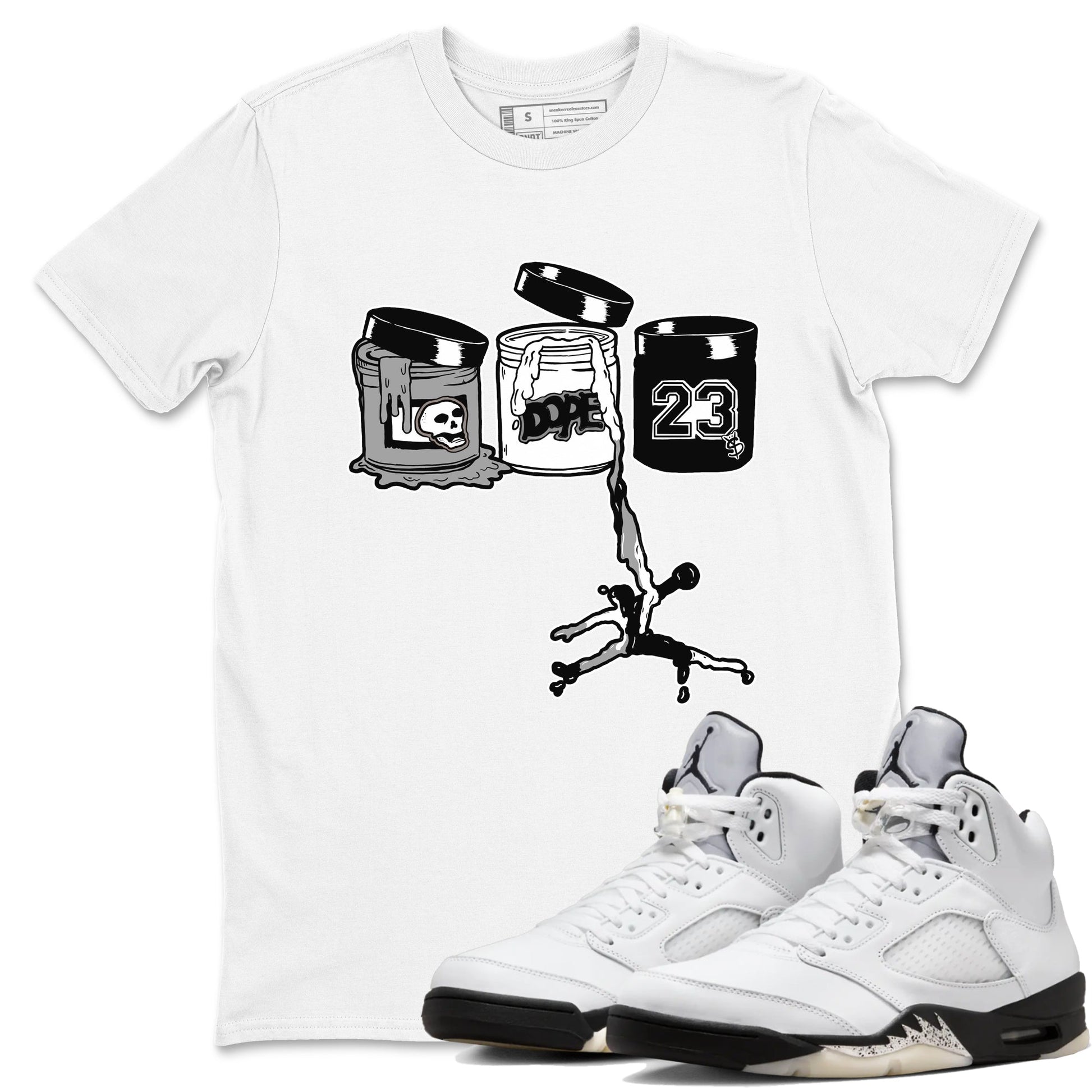 5s White Black shirts to match jordans Jordan Paint sneaker match tees Air Jordan 5 Retro White Black match shoes to clothes SNRT Sneaker Tees unisex cotton White 1 shirts