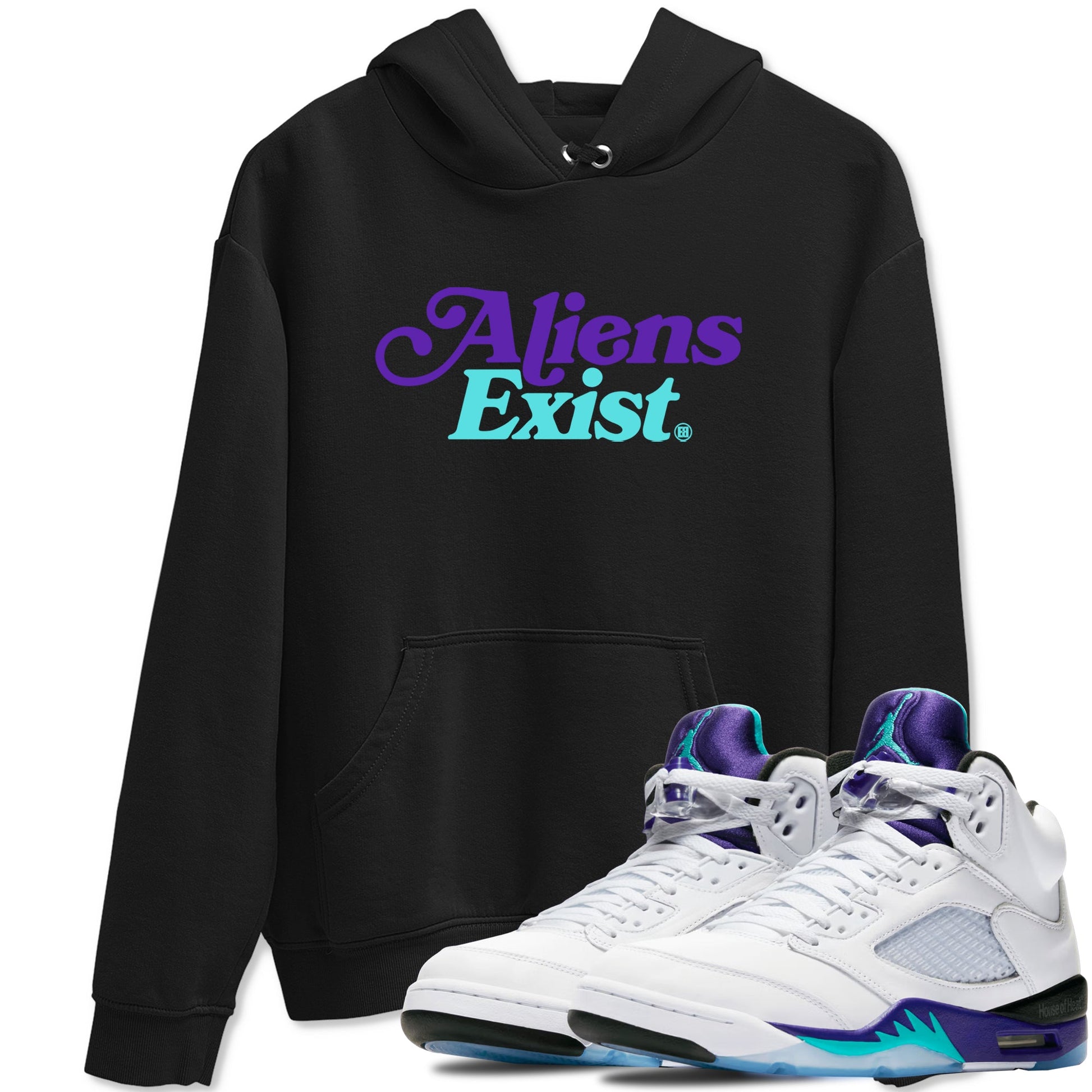 5s Grape shirts to match jordans Alien Exist best t shirts to wear with jordans AJ 5 OG Grape match shoes to clothes SNRT Sneaker Tees unisex cotton Black 1 shirts