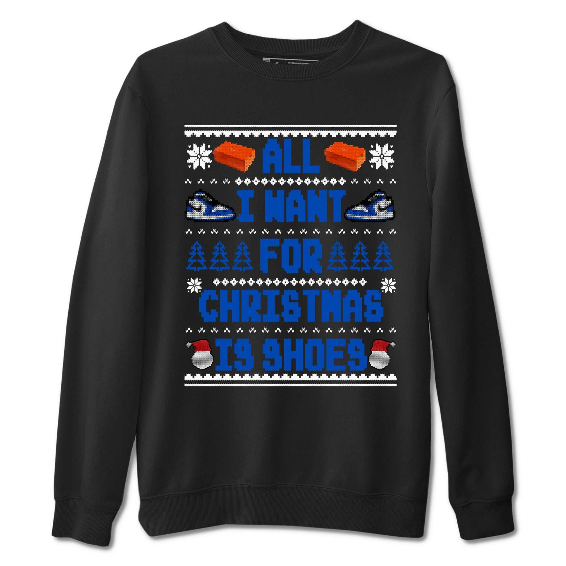 1s Game Royal shirts to match jordans All I Want For Christmas Is Shoes sneaker match tees Air Jordan 1 Retro Low OG Game Royal match shoes to clothes SNRT Sneaker Tees unisex cotton Black 2 shirts