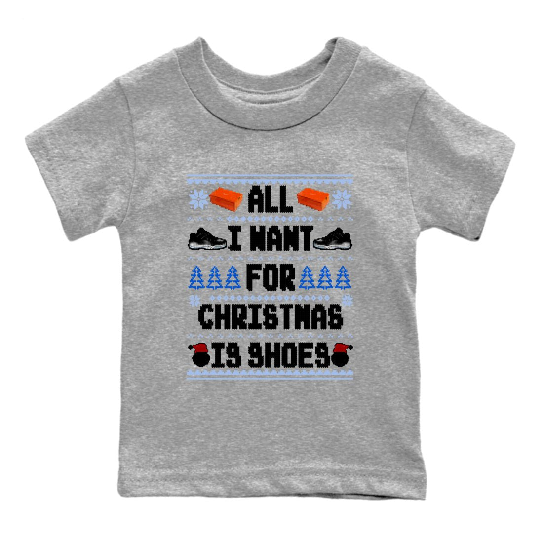 Jordan 11 Low Space Jam t shirts to match sneakers Special Christmas Shirts All I Want For Christmas Is Shoes sneaker match tees Air Jordan 11 Black and Varsity Royal sneaker match tee SNRT Sneaker Tees Youth Baby Heather Grey 2 tee