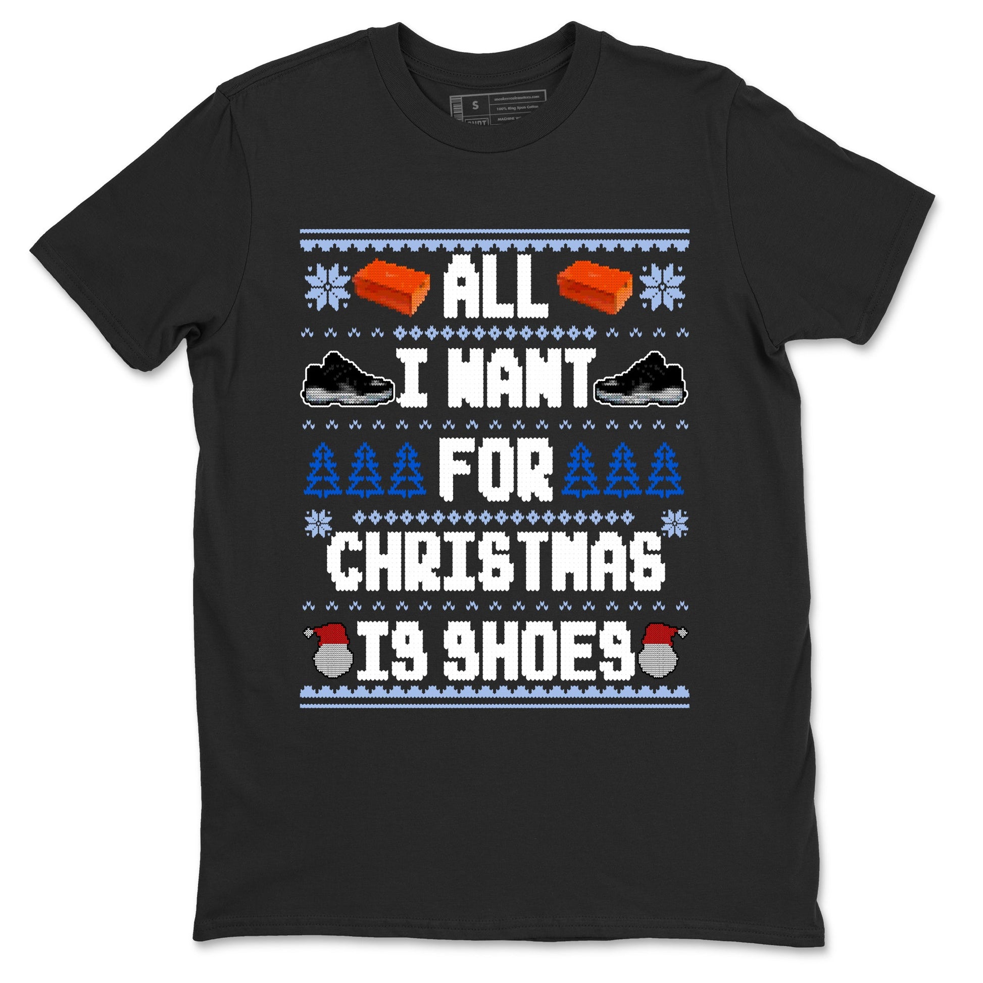 Jordan 11 Low Space Jam t shirts to match sneakers Special Christmas Shirts All I Want For Christmas Is Shoes sneaker match tees Air Jordan 11 Black and Varsity Royal sneaker match tee SNRT Sneaker Tees unisex cotton Black 2 shirts