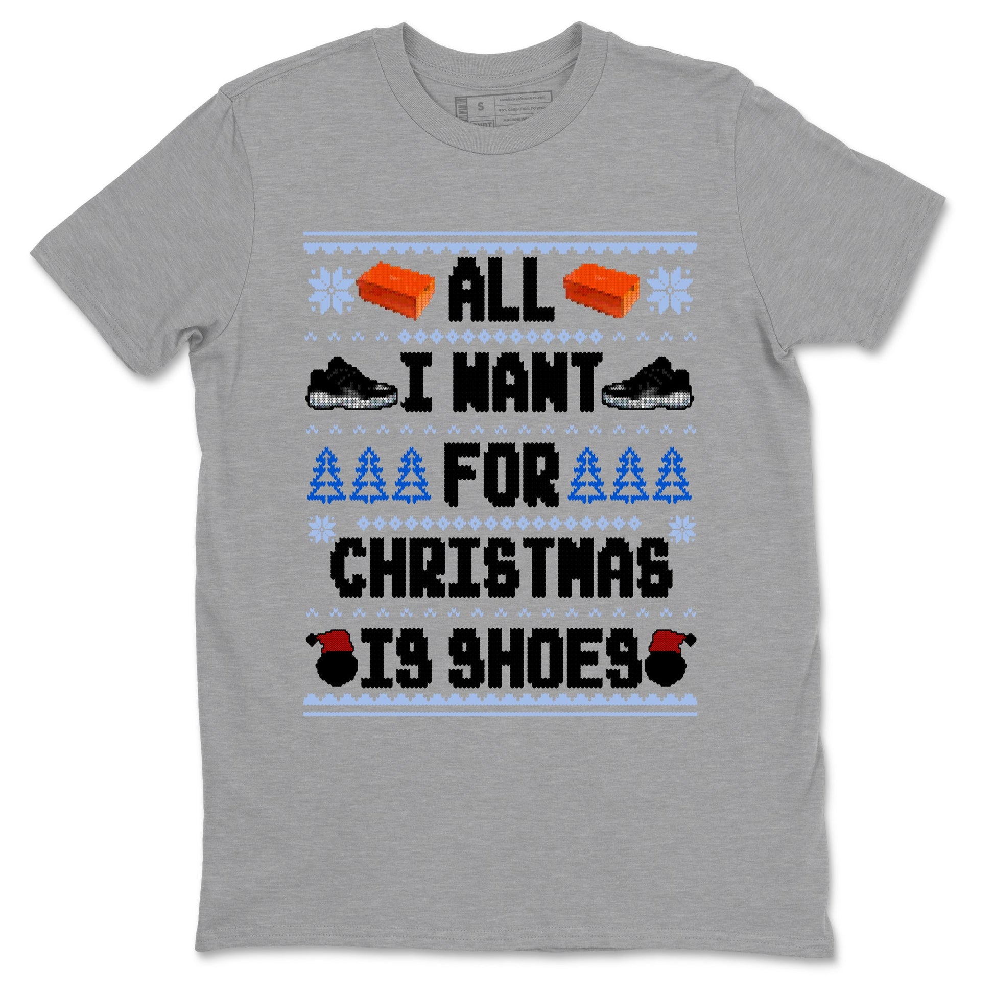 Jordan 11 Low Space Jam t shirts to match sneakers Special Christmas Shirts All I Want For Christmas Is Shoes sneaker match tees Air Jordan 11 Black and Varsity Royal sneaker match tee SNRT Sneaker Tees unisex cotton Heather Grey 2 shirts