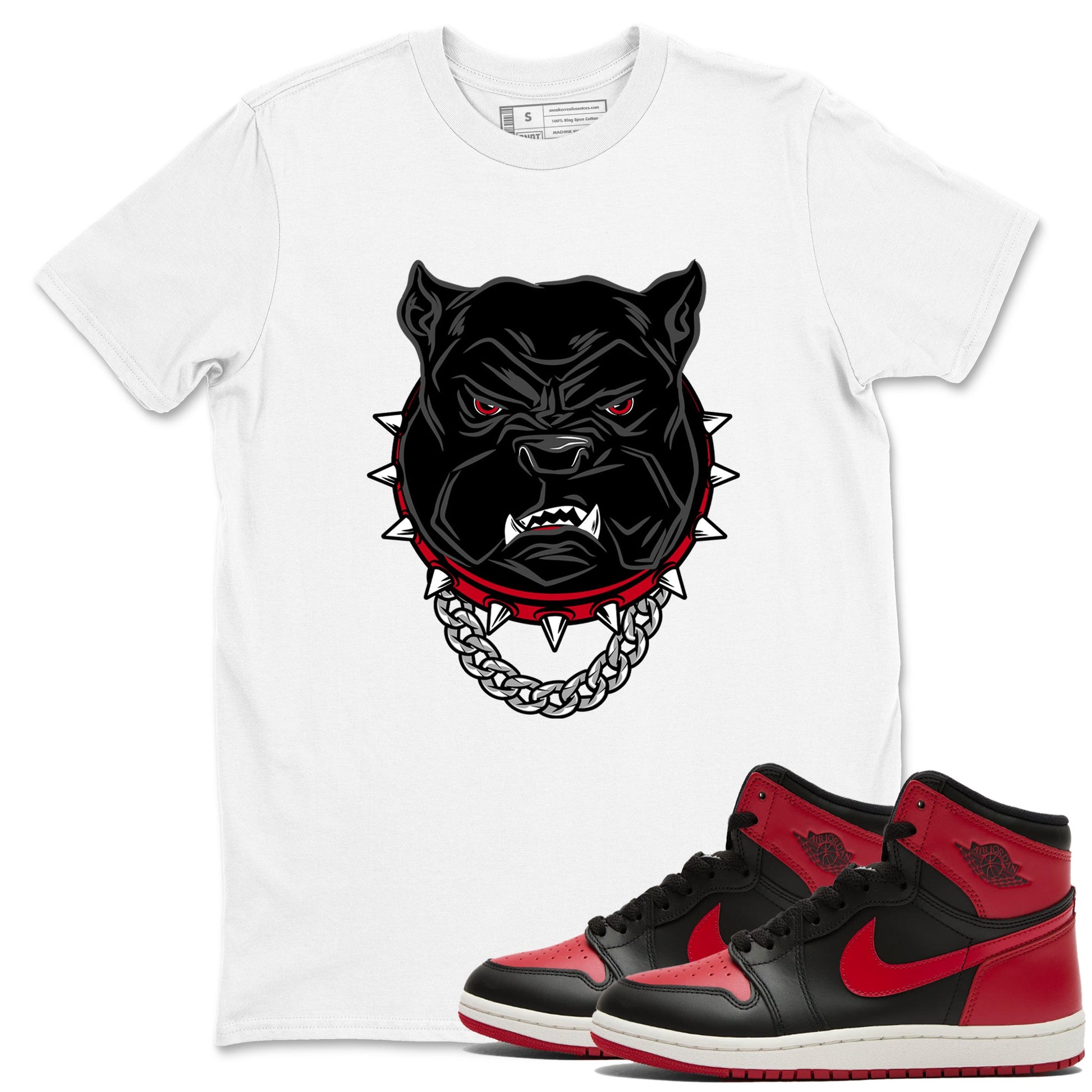 Jordan 1 High '85 "Bred" Graphic shirts Angry Bulldog shirts Air Jordan 1 '85 Bred best t-shirts to wear with jordans SNRT Sneaker Tees unisex cotton White 1 shirts