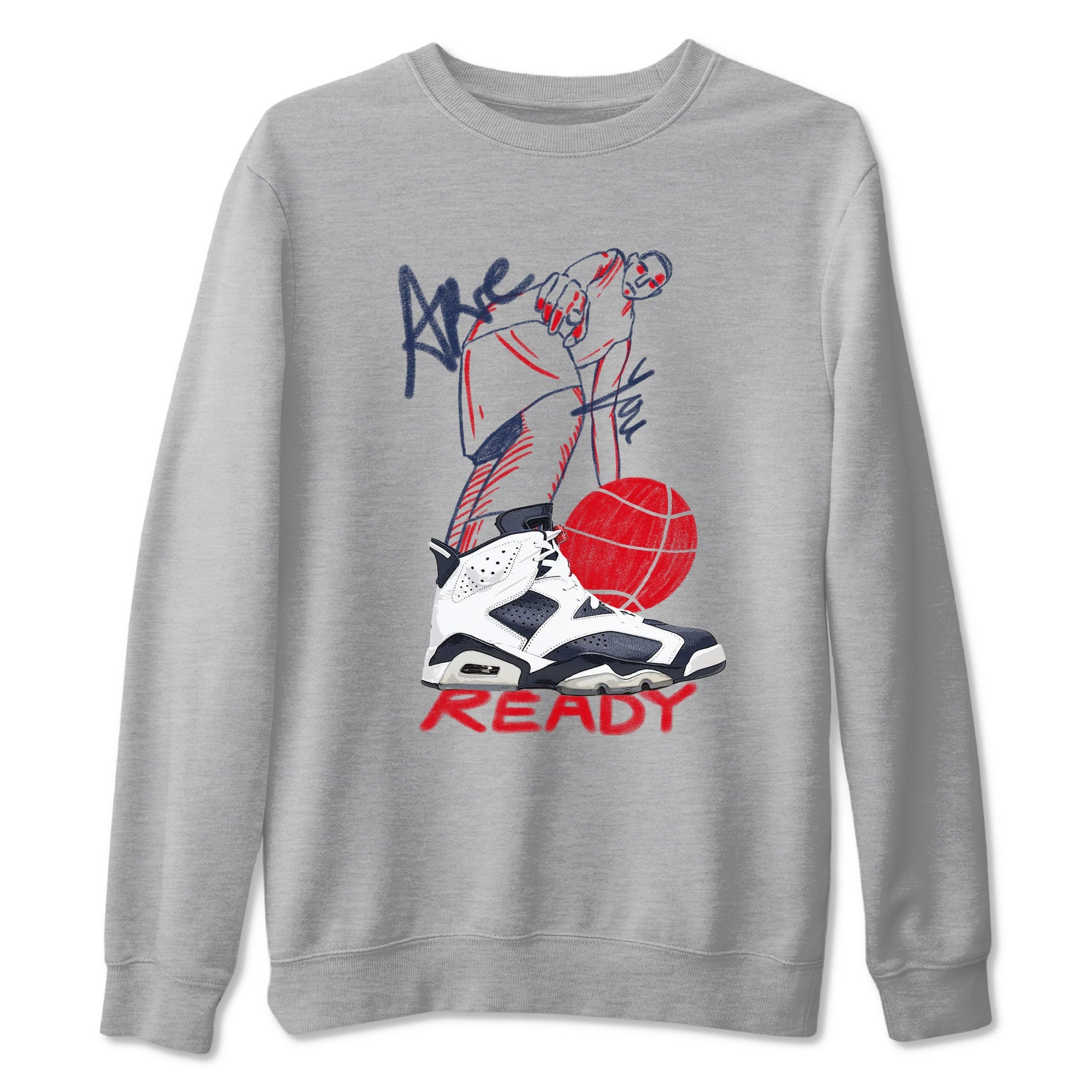 6s Olympic shirts to match jordans Are You Ready sneaker match tees Air Jordan 6 Olympic SNRT Sneaker Tees streetwear brand Heather Grey 2 unisex cotton tee