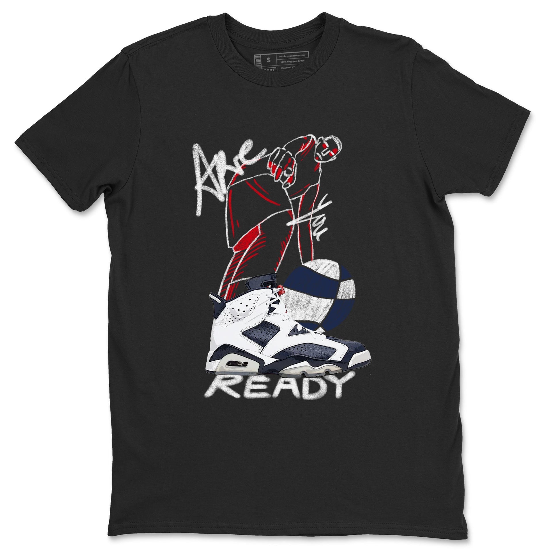 6s Olympic shirts to match jordans Are You Ready sneaker match tees Air Jordan 6 Olympic SNRT Sneaker Tees streetwear brand Black 2 unisex cotton tee