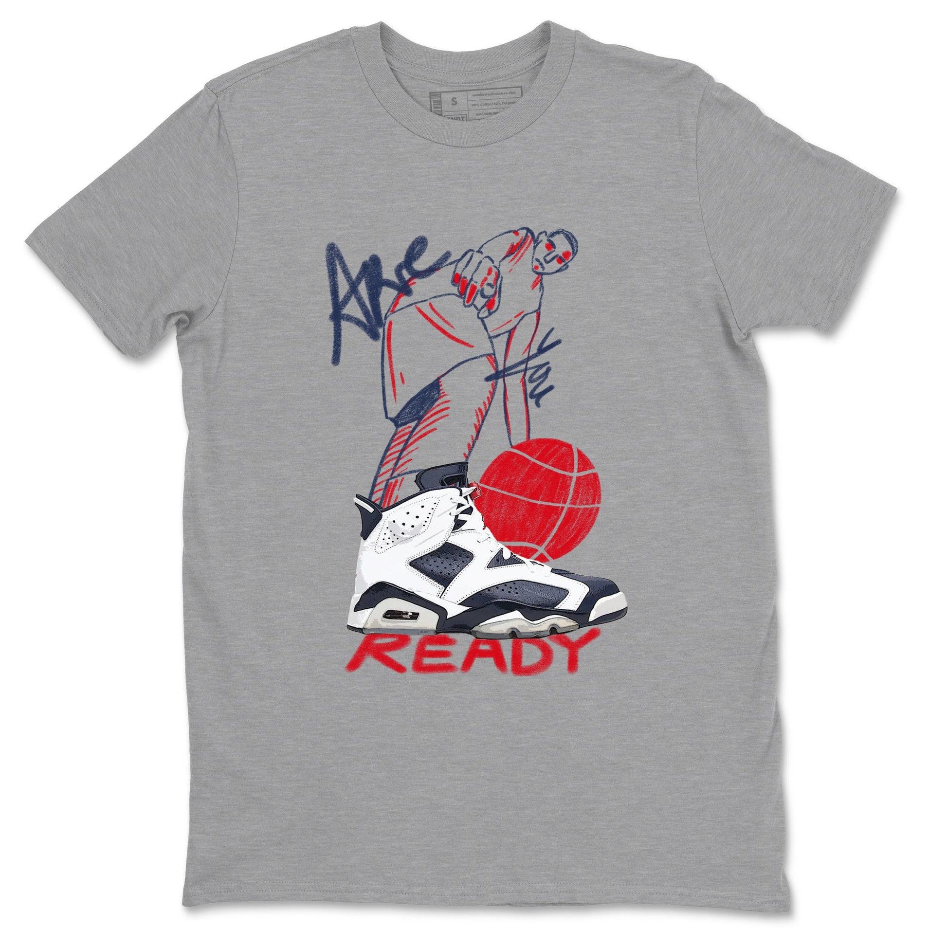 6s Olympic shirts to match jordans Are You Ready sneaker match tees Air Jordan 6 Olympic SNRT Sneaker Tees streetwear brand Heather Grey 2 unisex cotton tee