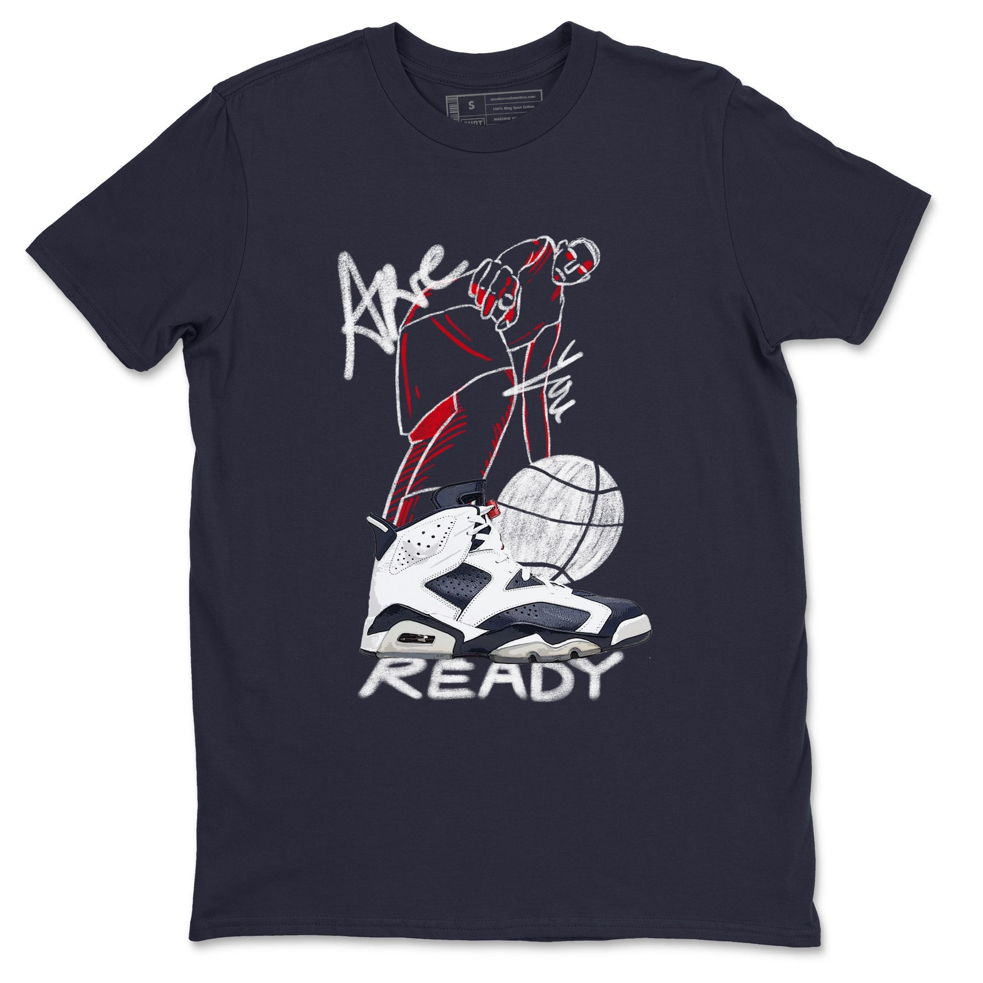 6s Olympic shirts to match jordans Are You Ready sneaker match tees Air Jordan 6 Olympic SNRT Sneaker Tees streetwear brand Navy 2 unisex cotton tee