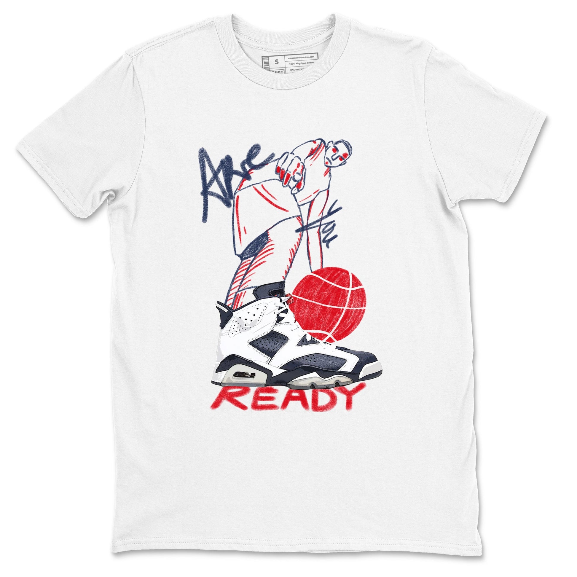 6s Olympic shirts to match jordans Are You Ready sneaker match tees Air Jordan 6 Olympic SNRT Sneaker Tees streetwear brand White 2 unisex cotton tee