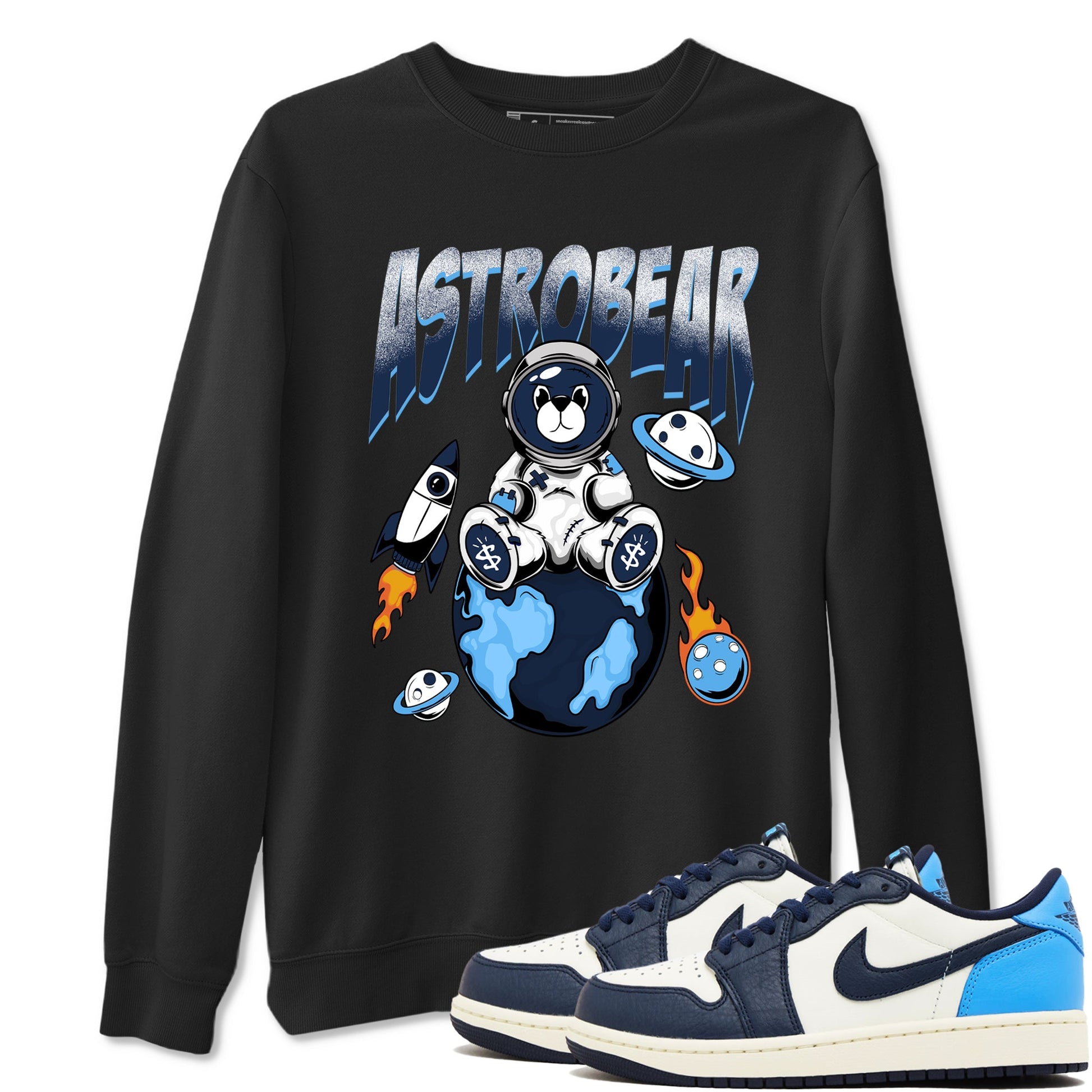 1s Obsidian shirts to match jordans Astrobear shirts to match Jordans AJ1 Retro Low OG Obsidian match shoes to clothes SNRT Sneaker Tees unisex cotton Black 1 shirts