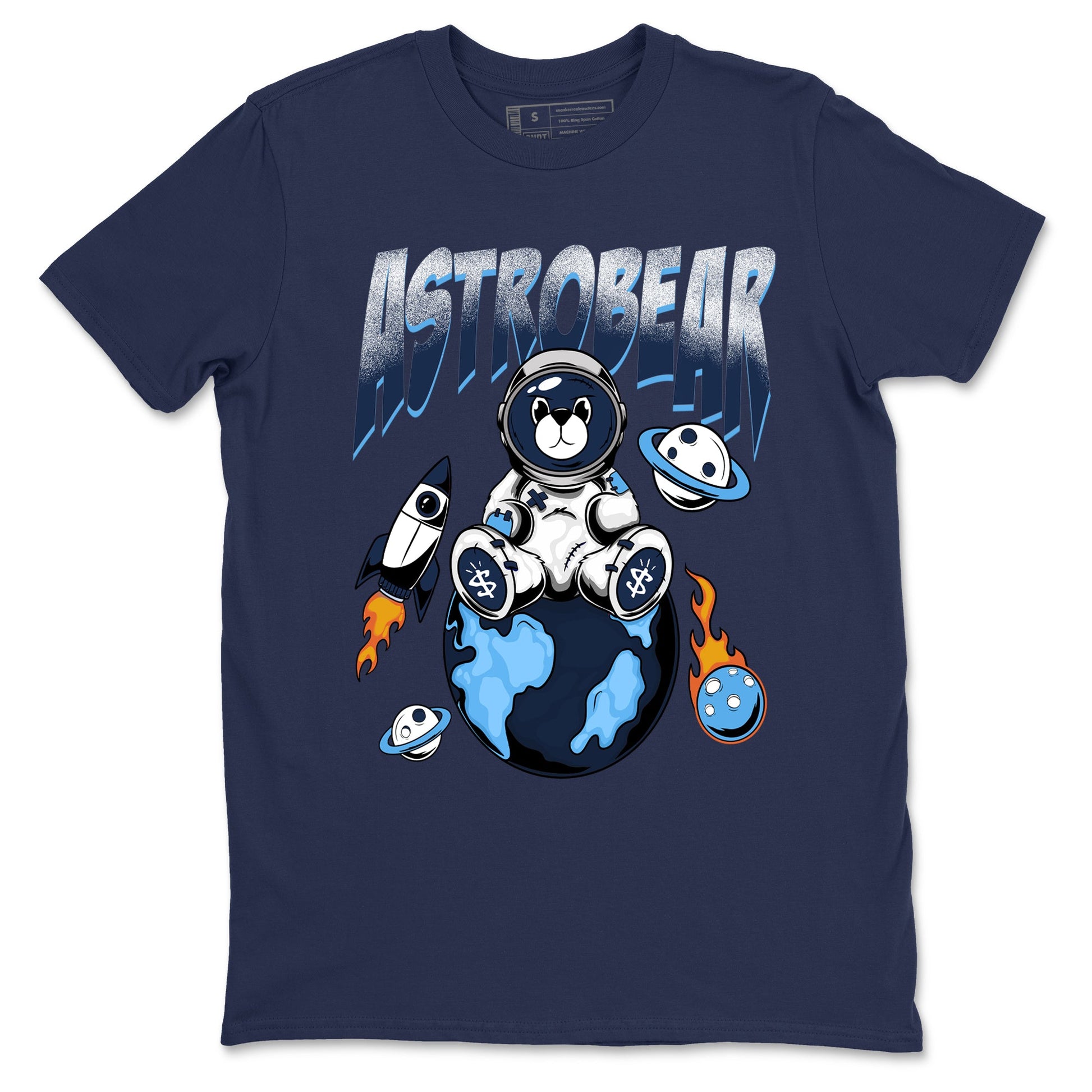 1s Obsidian shirts to match jordans Astrobear shirts to match Jordans AJ1 Retro Low OG Obsidian match shoes to clothes SNRT Sneaker Tees unisex cotton Navy 2 shirts