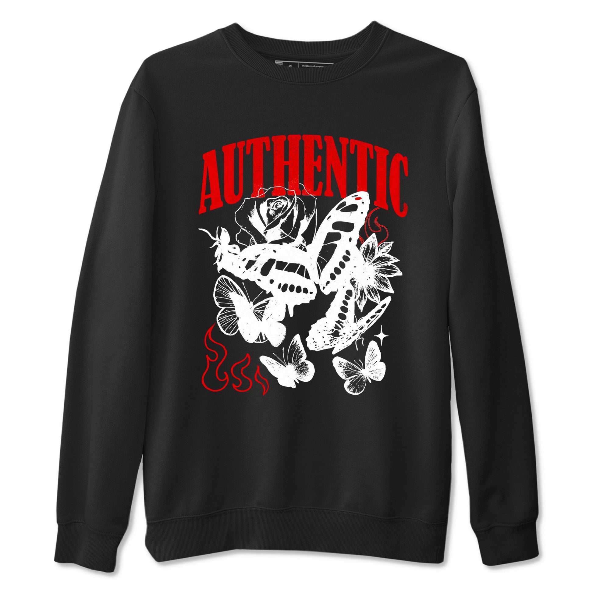 Authentic Flame sneaker match t-shirt styled to complete your fit with the Air Jordan 5 Fire Red sneakers, shown in Black 2.