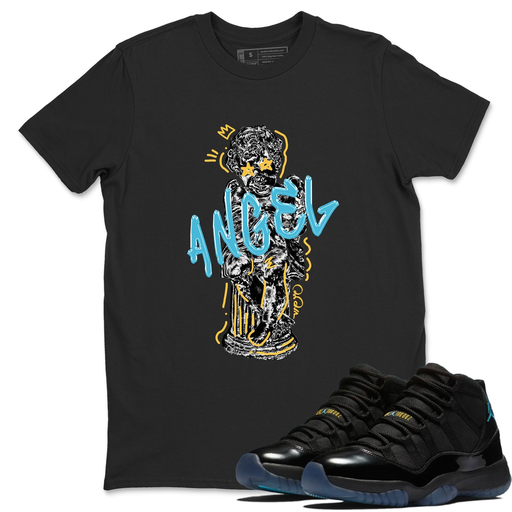 Sneaker Threads – Sneaker Tees To Match Air Jordan 11 Gamma – Baby Angel Graphic Tee Black 1. Perfect for Jordan releases 2025 colorways.