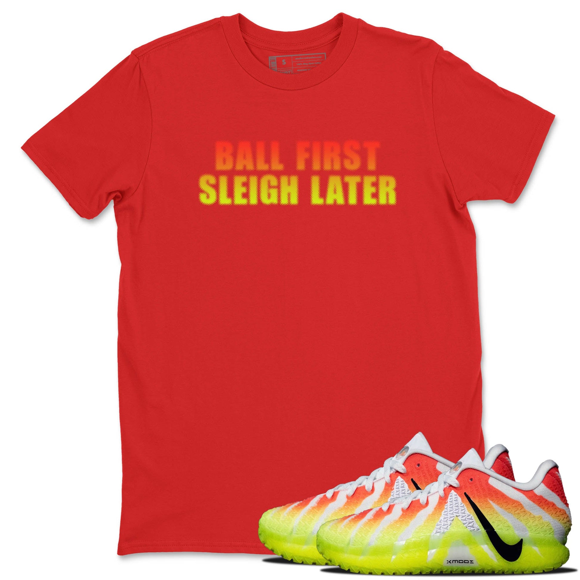 Sneaker Threads – Sneaker Tees To Match Nike JA 3 Under The Christmas Tree – Ball First Sleigh Later Graphic Tee Red 1. Perfect for Jordan releases 2025 colorways. Perfect for Ja Morant sneaker releases and Christmas 2025 colorways.