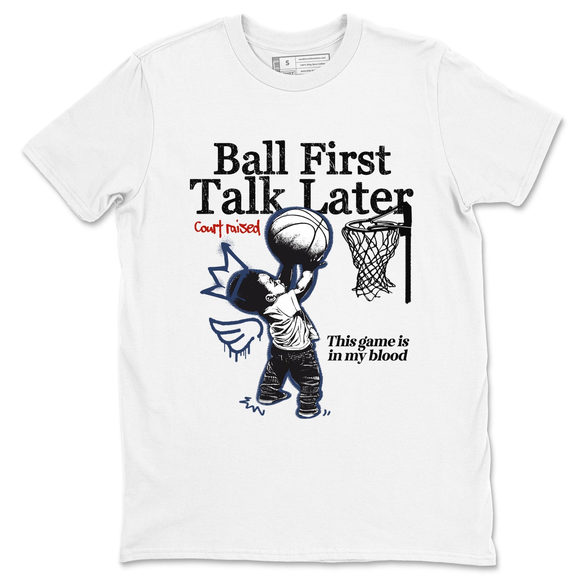 Sneaker match tees – Sneaker Tees To Match Air Jordan 11 Rare Air Shoes – Ball First Talk Later Tee White 2